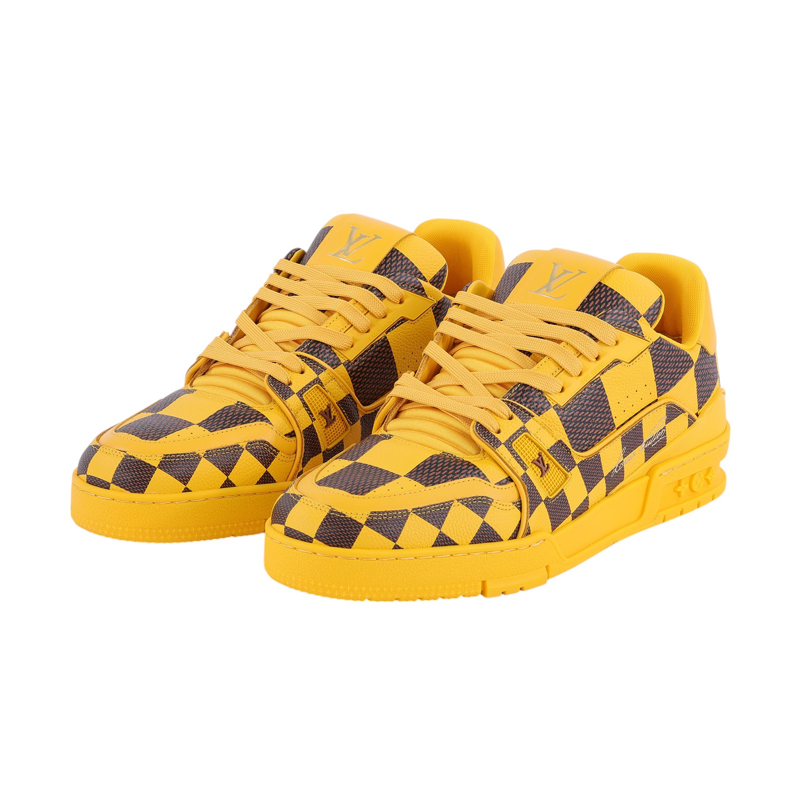 路易威登 LOUIS VUITTON LV Trainer 運動鞋 1ACN4J 黃棋盤格Trainer運動鞋 #8 原廠盒子/防塵袋
