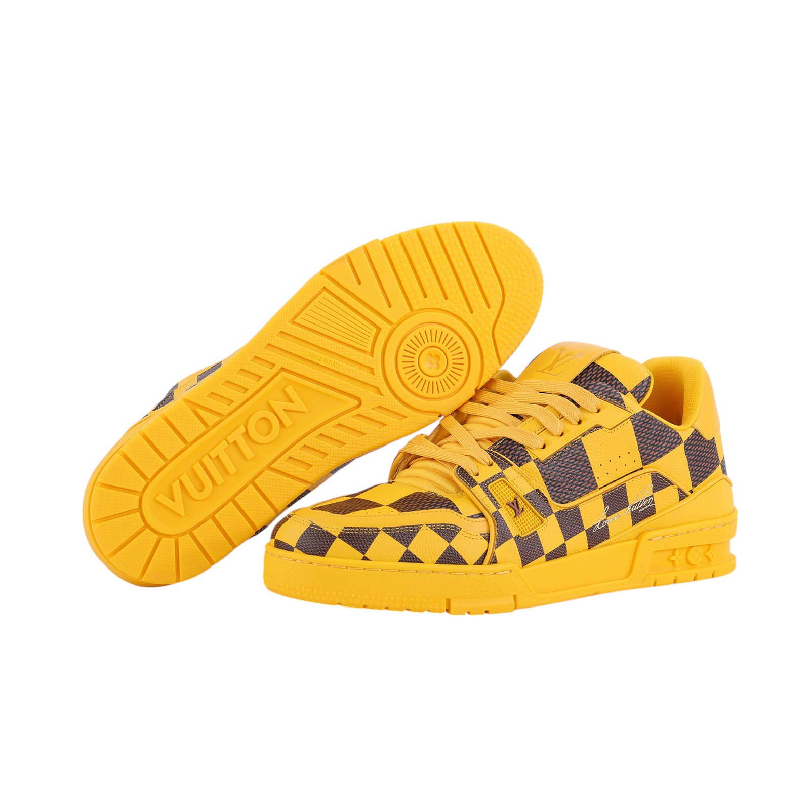 路易威登 LOUIS VUITTON LV Trainer 運動鞋 1ACN4J 黃棋盤格Trainer運動鞋 #8 原廠盒子/防塵袋