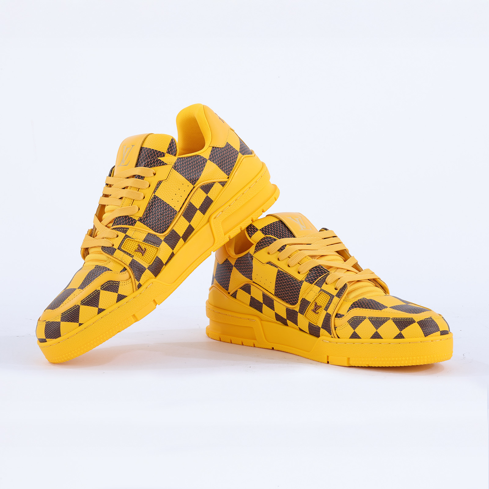路易威登 LOUIS VUITTON LV Trainer 運動鞋 1ACN4J 黃棋盤格Trainer運動鞋 #8 原廠盒子/防塵袋