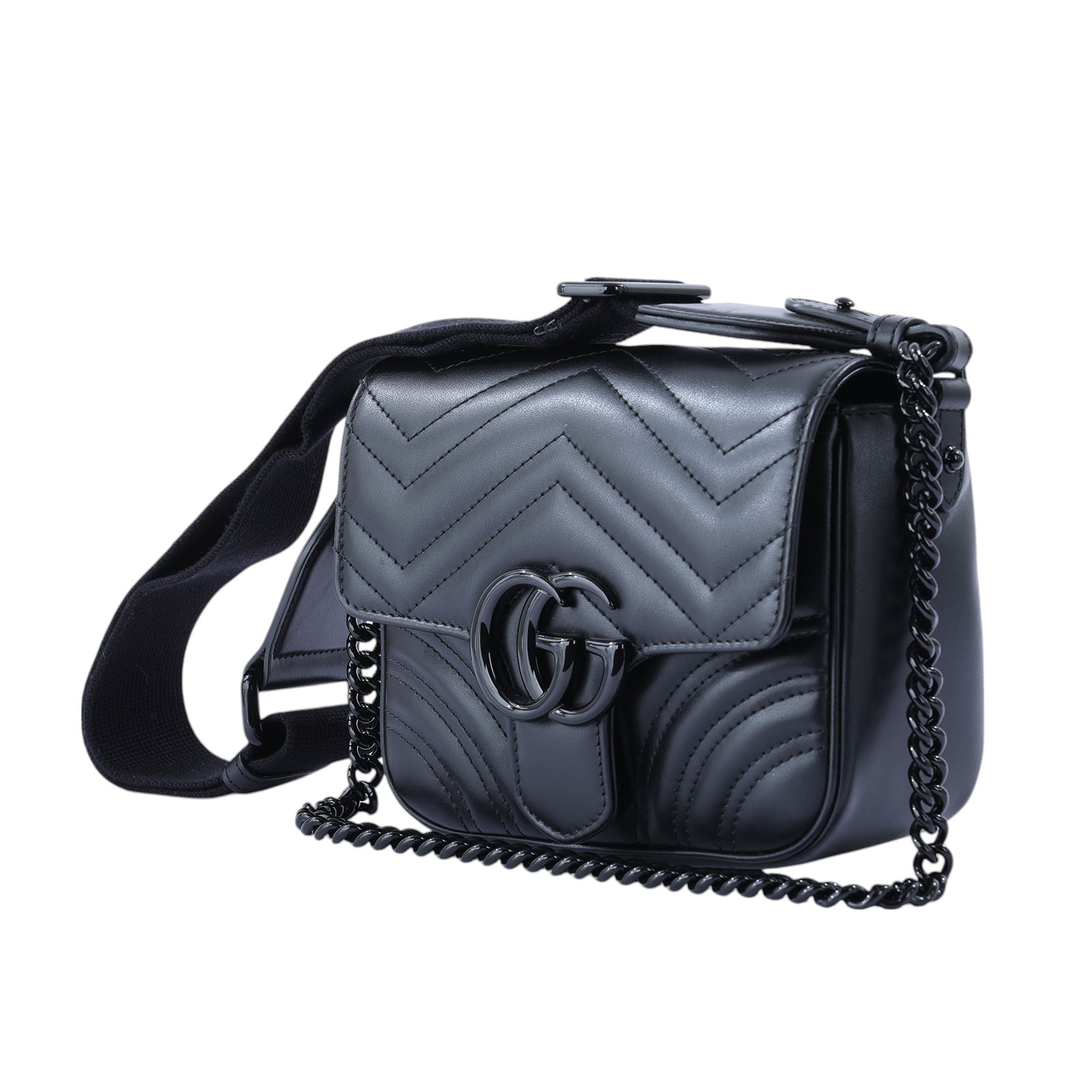 古馳 GUCCI GG Marmont 迷你 肩背包 739681 SO BLACK MARMONT方型包 防塵袋