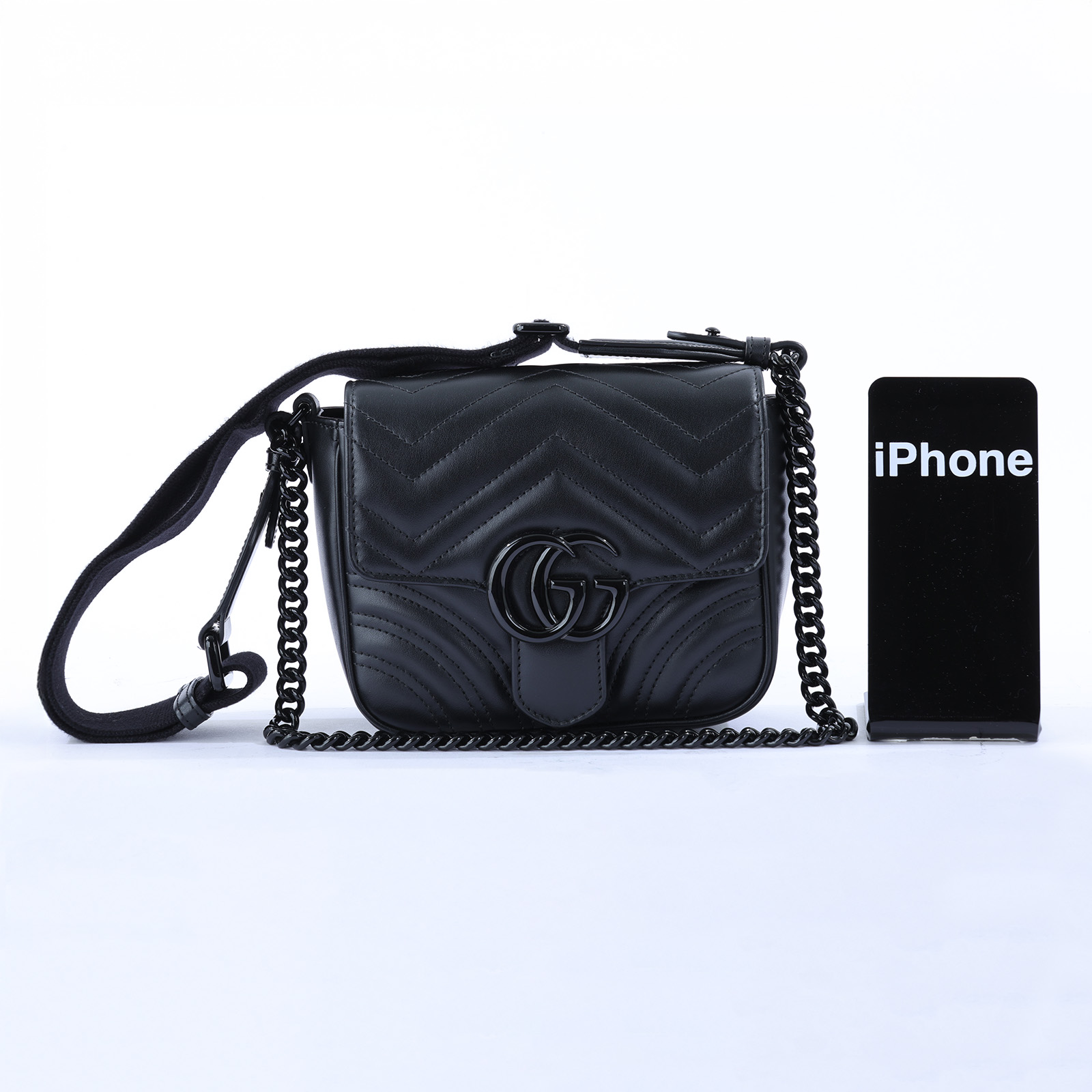 古馳 GUCCI GG Marmont 迷你 肩背包 739681 SO BLACK MARMONT方型包 防塵袋