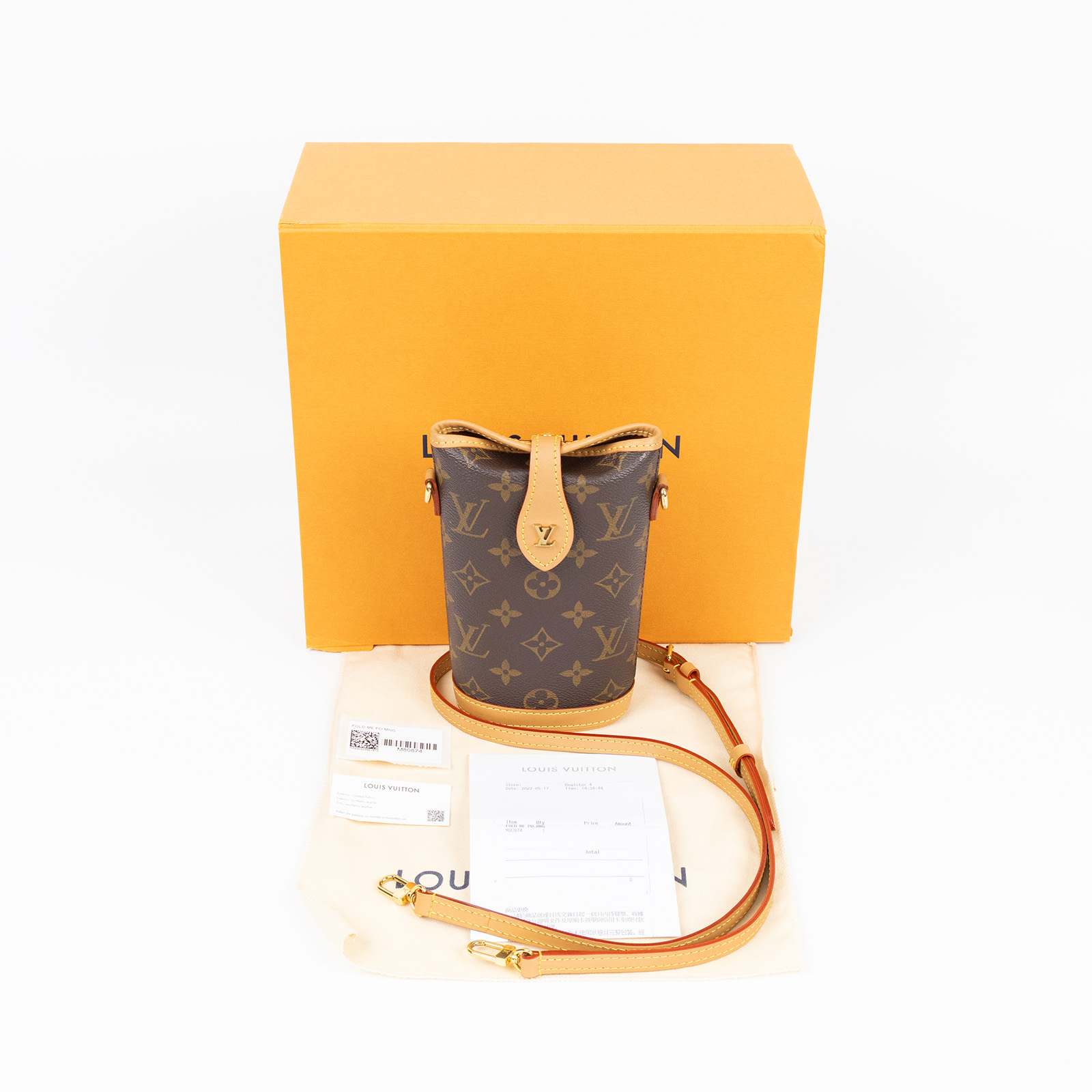 路易威登 LOUIS VUITTON Fold Me Pouch 隨身包 薯條包 M80874 晶片款  原廠盒子/購買證明影本/防塵袋/背帶