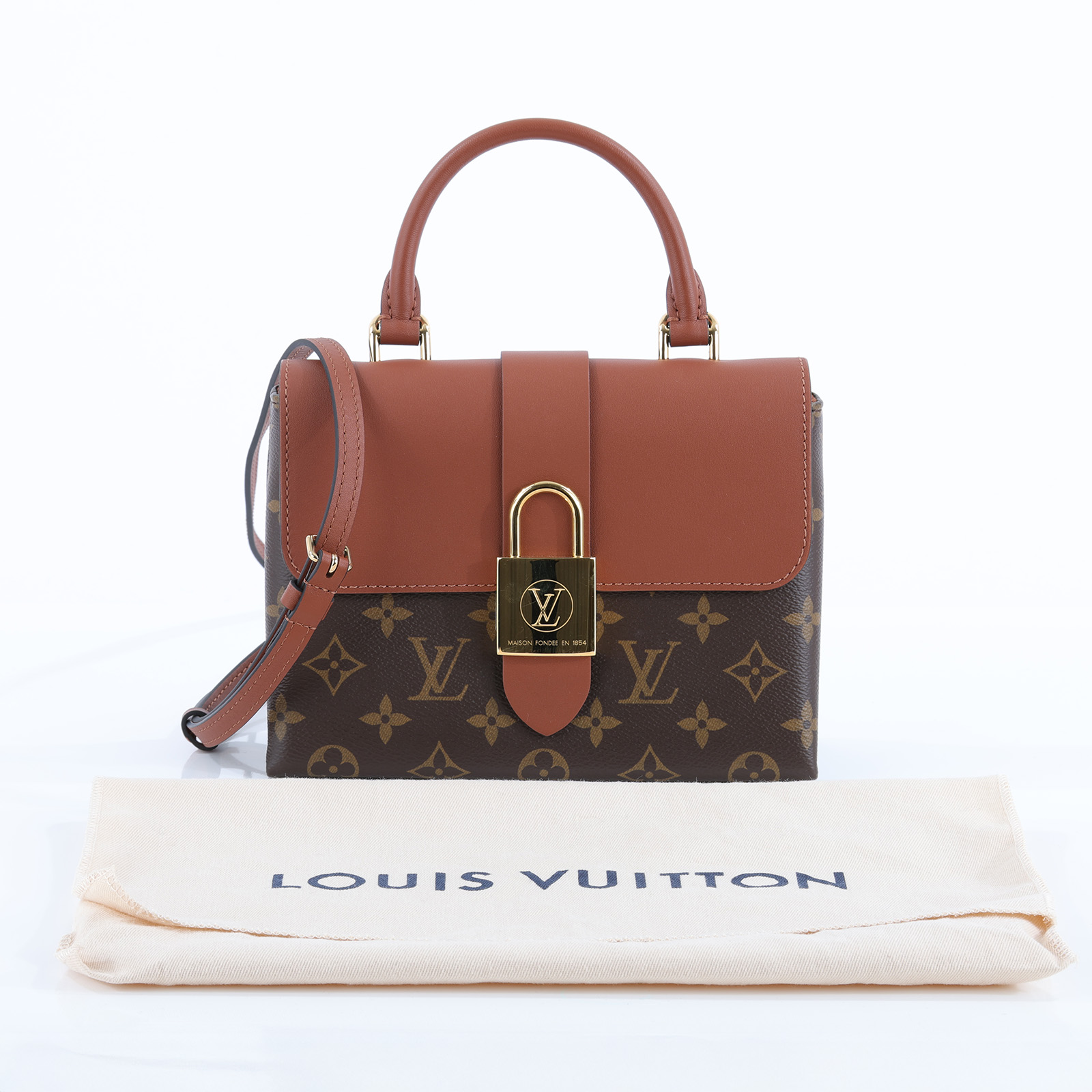 路易威登 LOUIS VUITTON Locky BB 手提包 焦糖色 M44654 晶片款 棕原花LOCKY BB 防塵袋