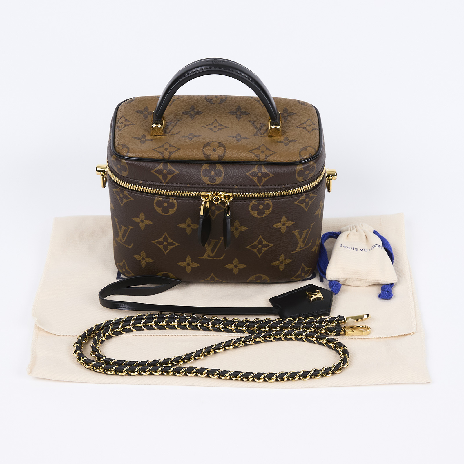 路易威登 LOUIS VUITTON Vanity PM 手提 斜背 化妝箱 M45165 晶片款 原花VANITY PM 防塵袋/背帶/鎖組