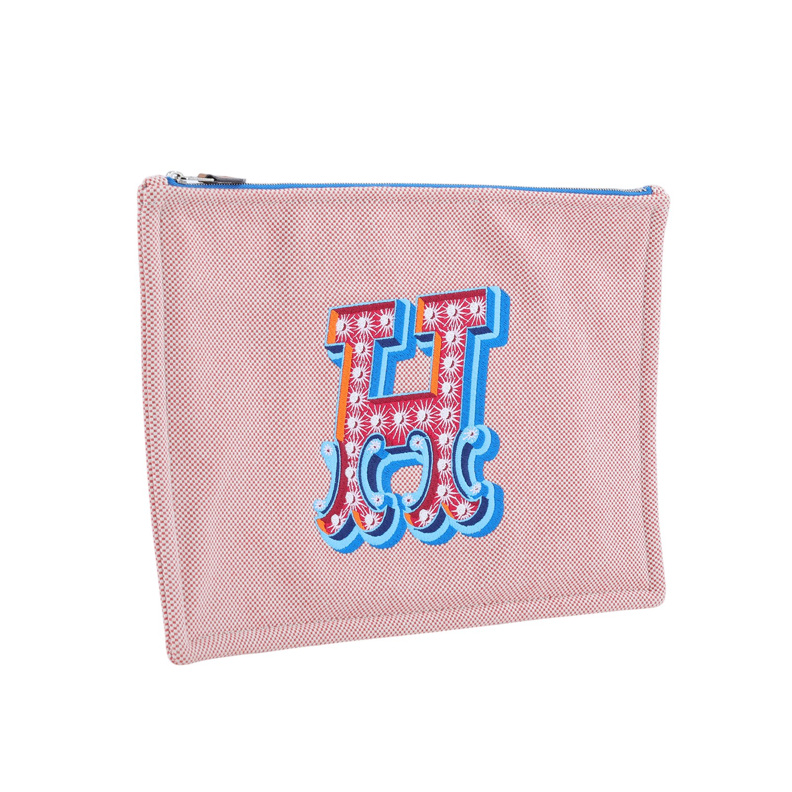 愛馬仕 Hermès Electrique 收納包   粉H帆布手拿包 無附屬品