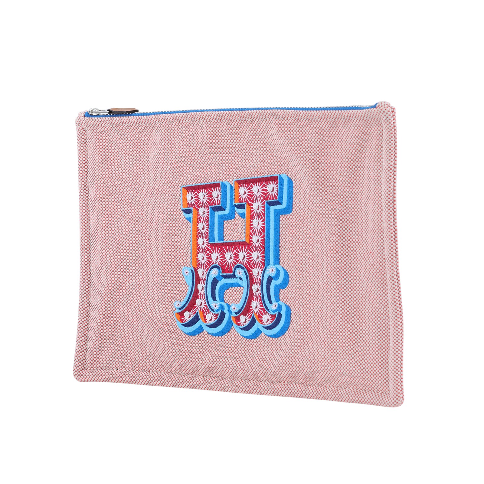愛馬仕 Hermès Electrique 收納包   粉H帆布手拿包 無附屬品