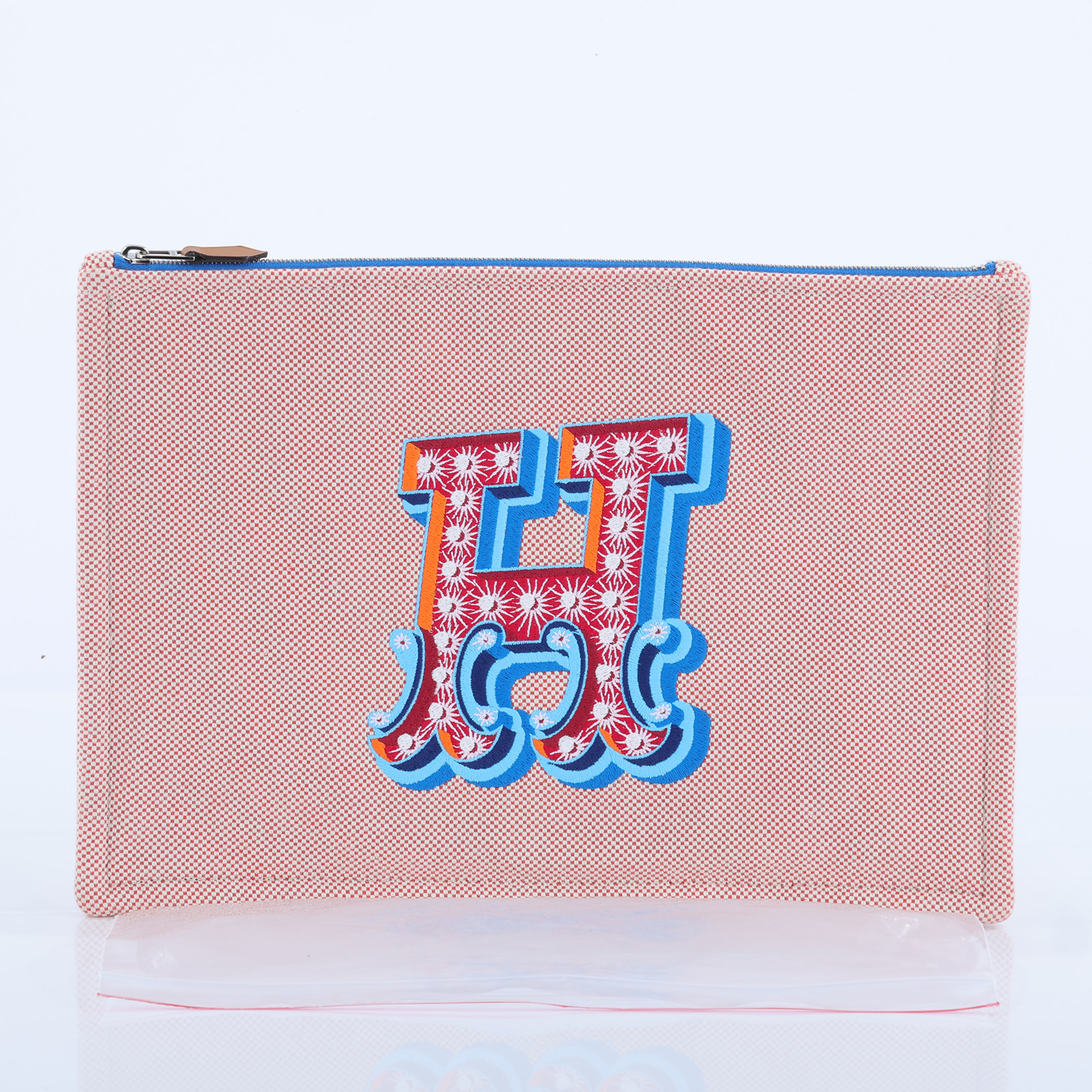 愛馬仕 Hermès Electrique 收納包   粉H帆布手拿包 無附屬品