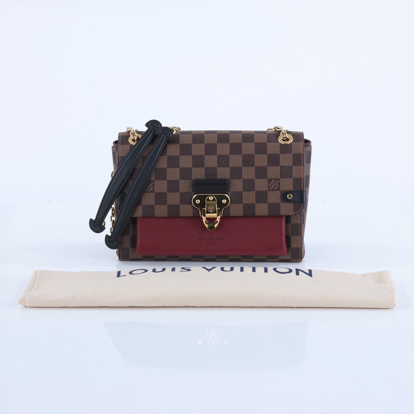 路易威登 LOUIS VUITTON Vavin 棋盤格 小號 鏈條 側背包 N40109 晶片款 棋盤格酒紅色VAVIN PM 防塵袋