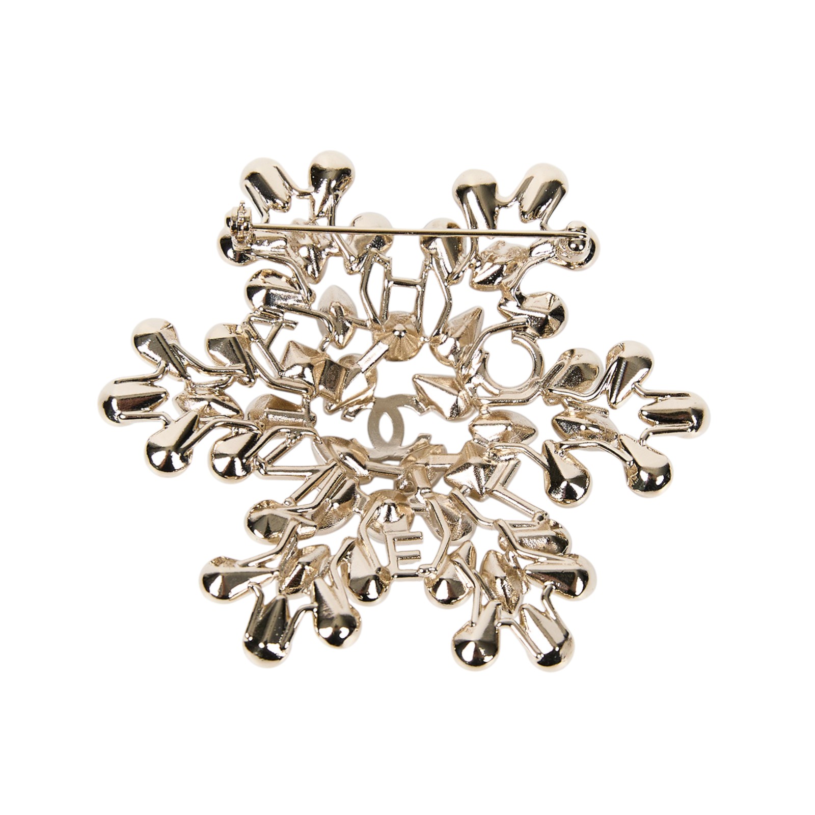 香奈兒 CHANEL 胸針 飾品 B19/K 雪花水鑽珍珠大胸針 無附屬品