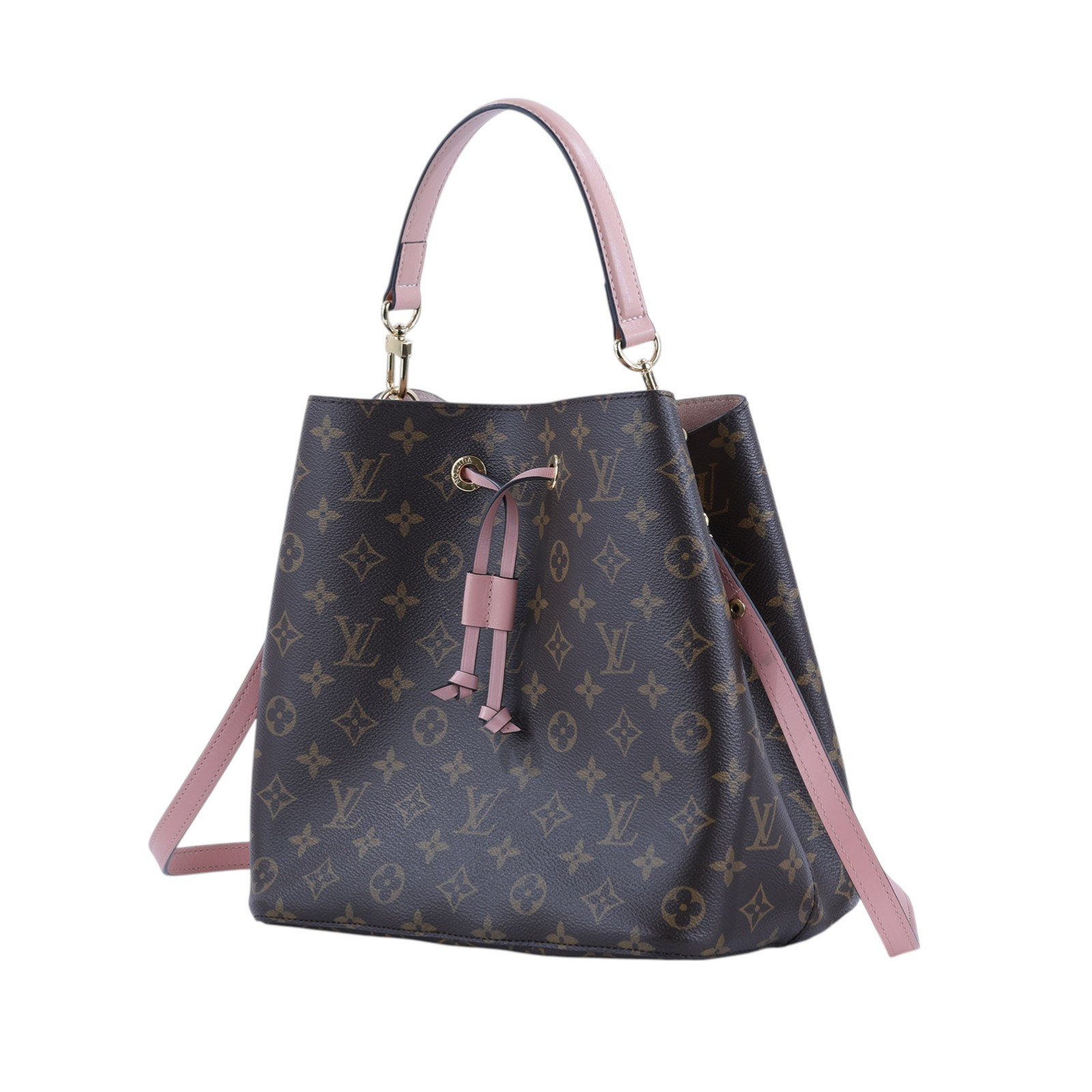 路易威登 LOUIS VUITTON NéoNoé MM 經典帆布 肩背 水桶包 粉紅色 M44022 原花粉NEO NOE 背帶