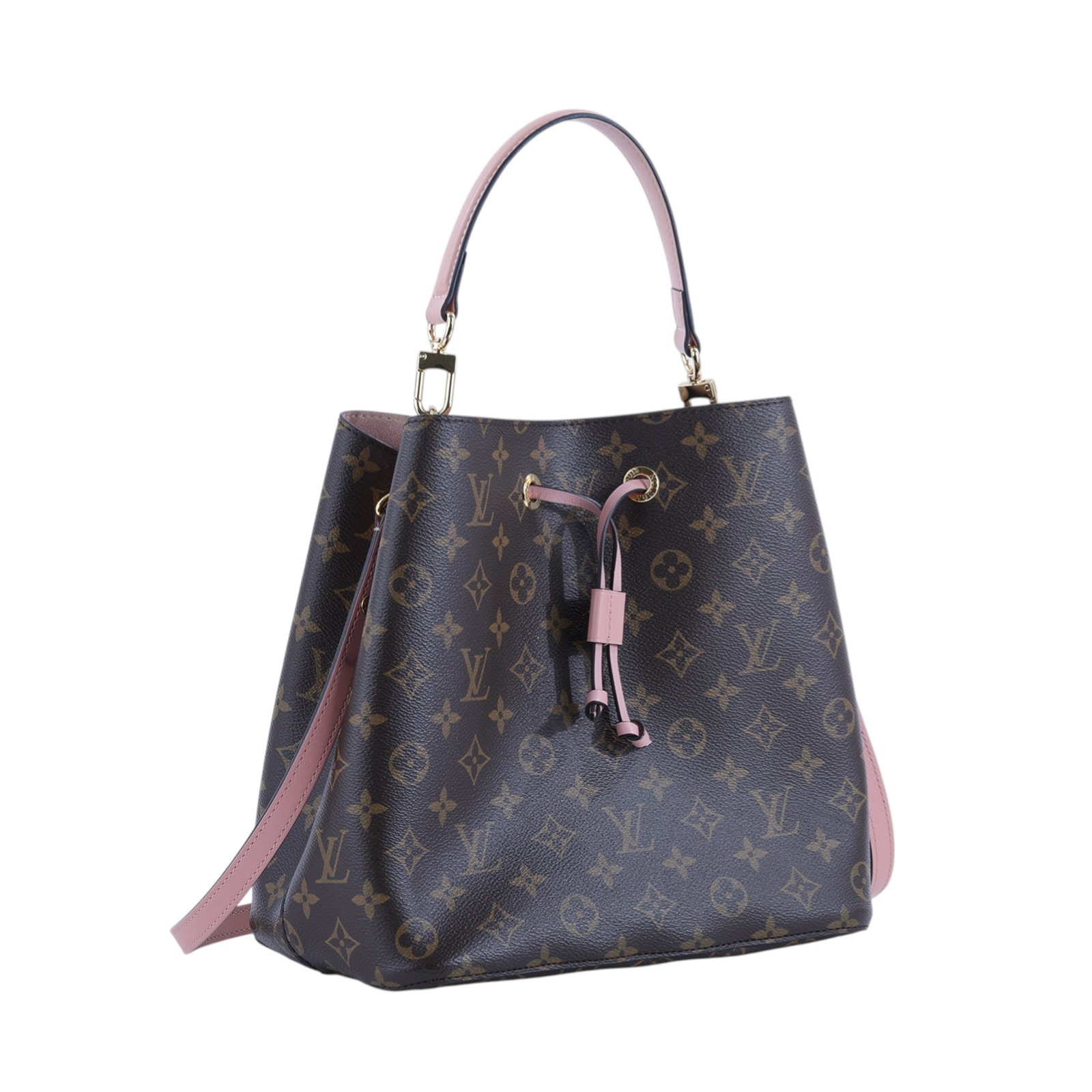 路易威登 LOUIS VUITTON NéoNoé MM 經典帆布 肩背 水桶包 粉紅色 M44022 原花粉NEO NOE 背帶