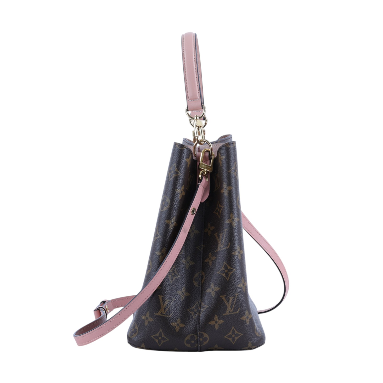 路易威登 LOUIS VUITTON NéoNoé MM 經典帆布 肩背 水桶包 粉紅色 M44022 原花粉NEO NOE 背帶