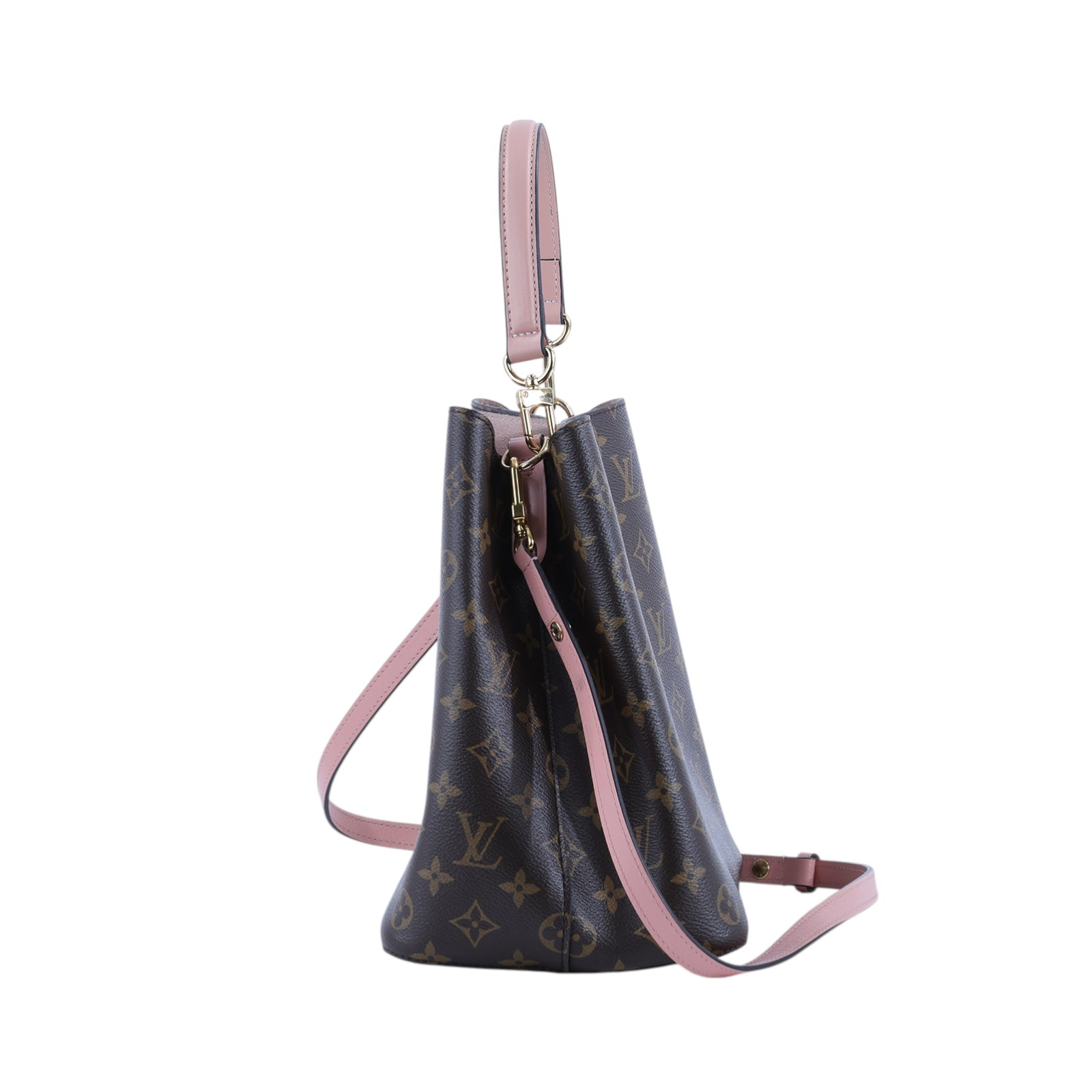 路易威登 LOUIS VUITTON NéoNoé MM 經典帆布 肩背 水桶包 粉紅色 M44022 原花粉NEO NOE 背帶
