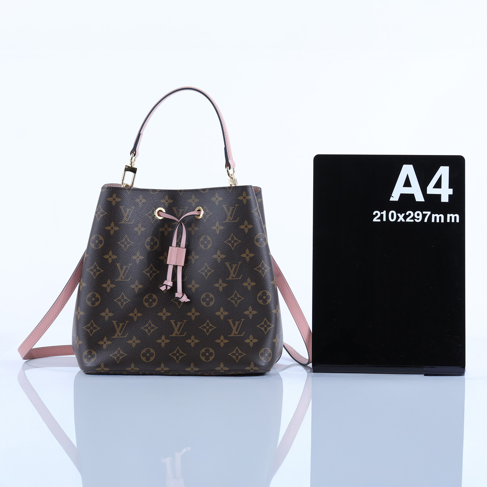 路易威登 LOUIS VUITTON NéoNoé MM 經典帆布 肩背 水桶包 粉紅色 M44022 原花粉NEO NOE 背帶