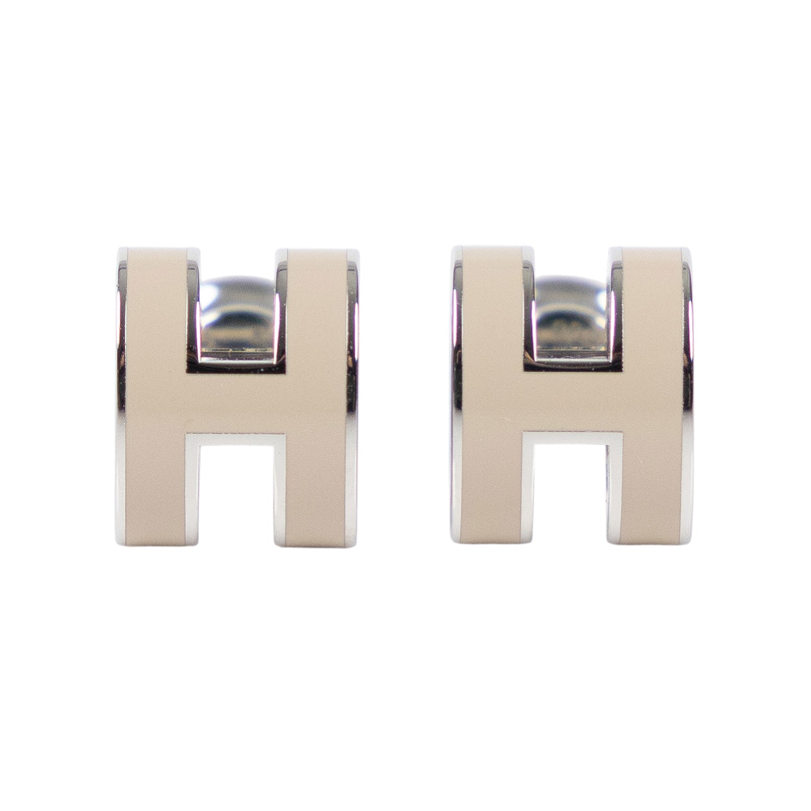 愛馬仕 Hermès Mini Pop H 耳釘 淺褐色 H608002FP55 GD 12 24 灰褐色POP H MINI耳環 原廠盒子/防塵袋