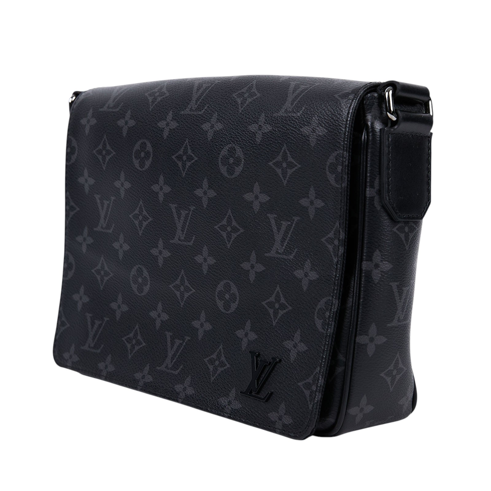 路易威登 LOUIS VUITTON District PM 肩背包 Eclipse帆布 黑色 M46255 晶片款 黑原花DISTRICT PM 防塵袋