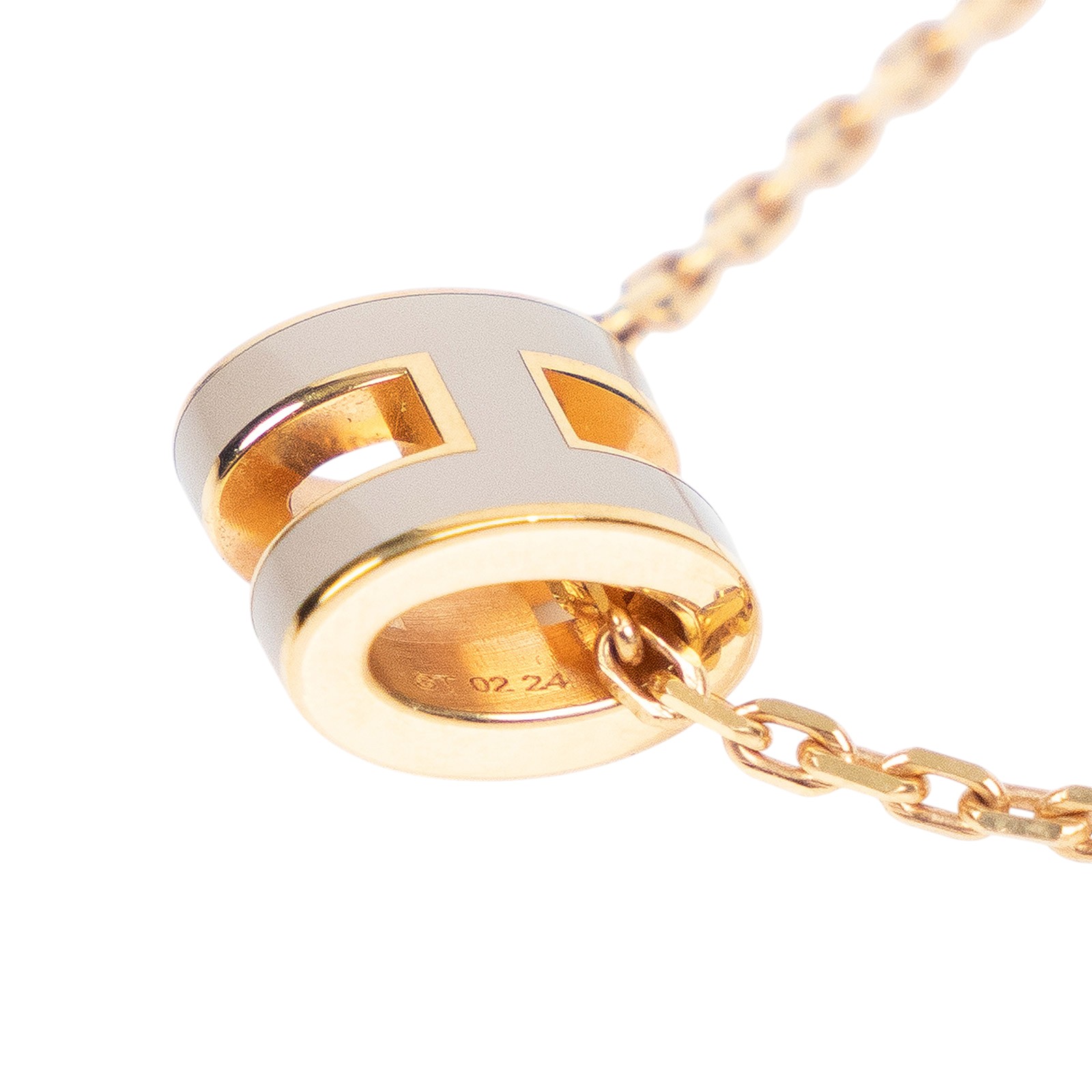 愛馬仕 Hermès Mini Pop H 墜飾 淺褐色 H147992FO55 ST 02 24 灰玫瑰金MINI H POP項鍊 無附屬品