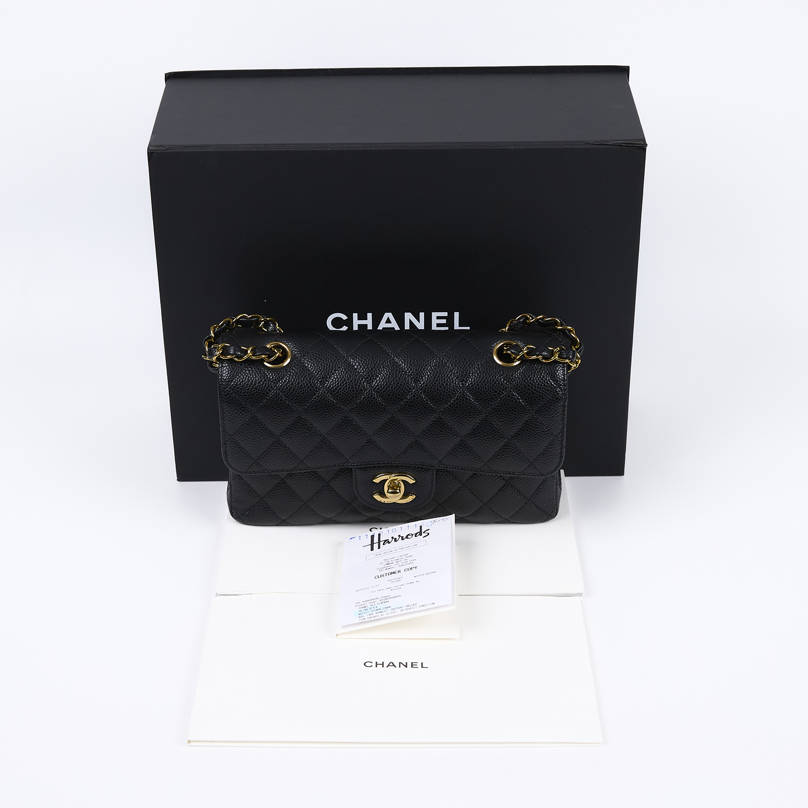 香奈兒 CHANEL CF 經典 小型 口蓋包 A01113 Y01864 黑荔枝COCO23 原廠盒子/購買明細