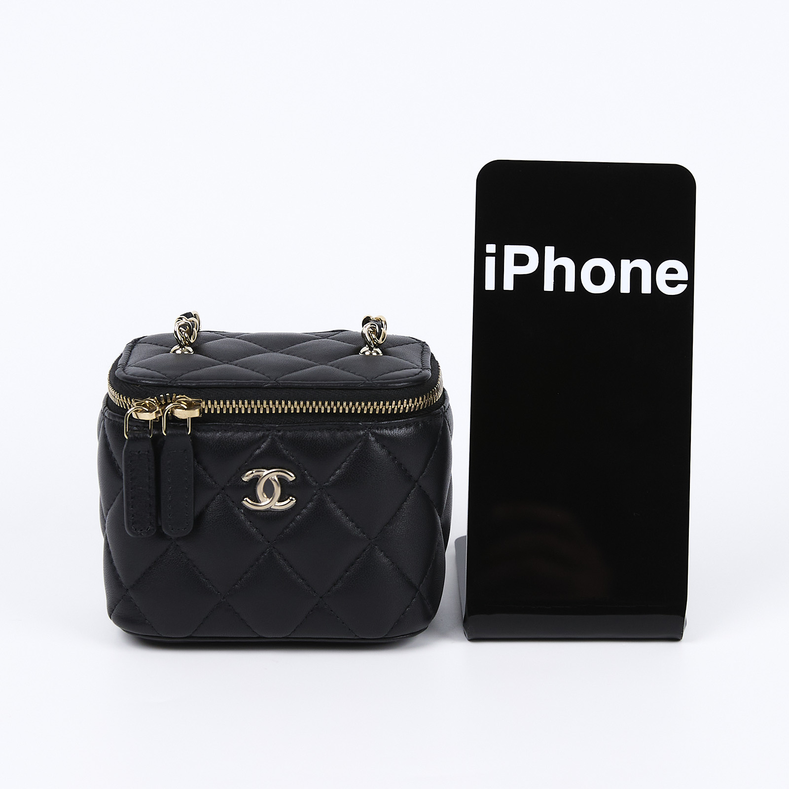 香奈兒 CHANEL Vavnity 金球 斜背 化妝包 AP1447 晶片款 黑羊足球小盒子 原廠盒子/防塵袋