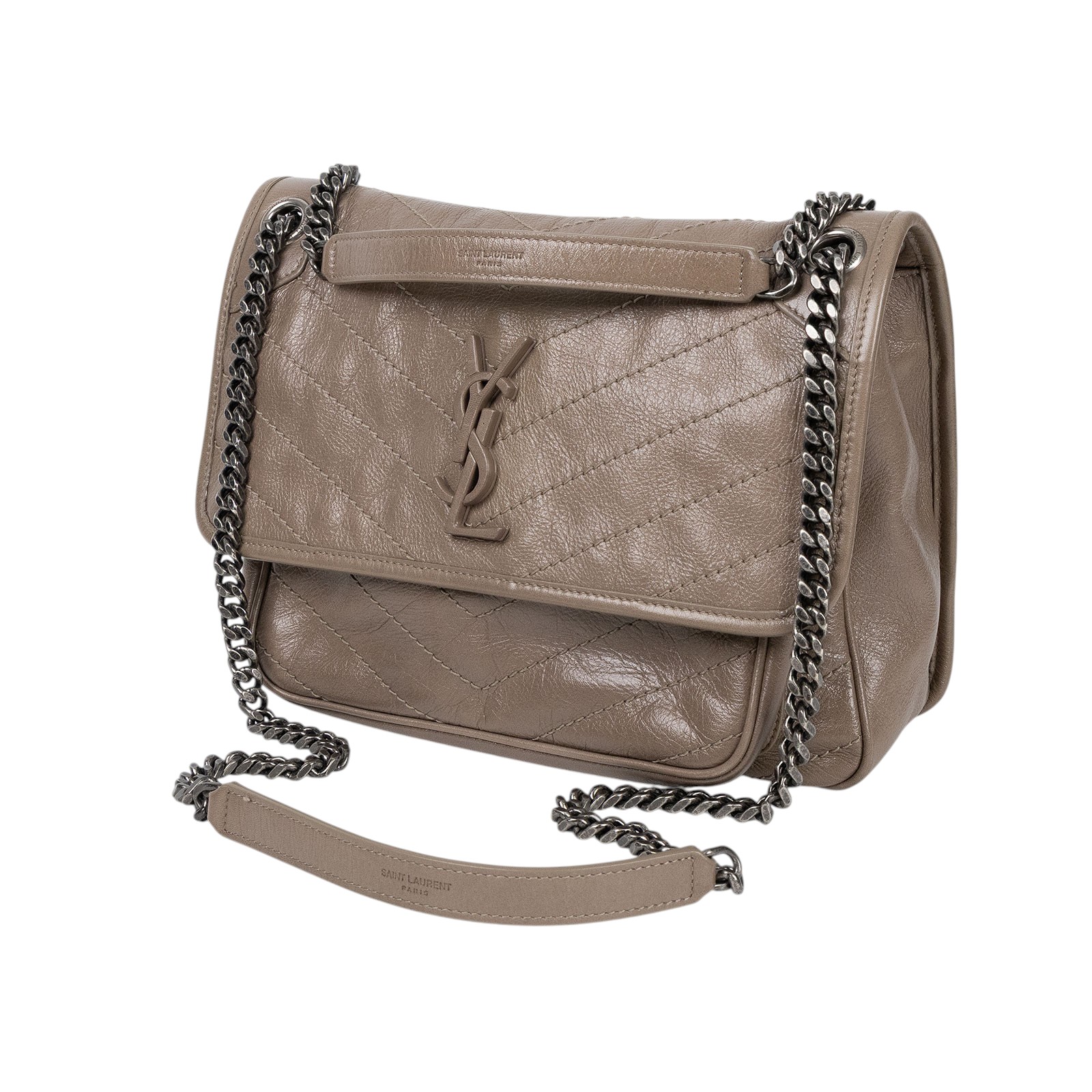 聖羅蘭 YSL SAINT LAURENT Niki 復古皮革 中型手袋 6331580EN04 奶茶色NIKI中號 防塵袋