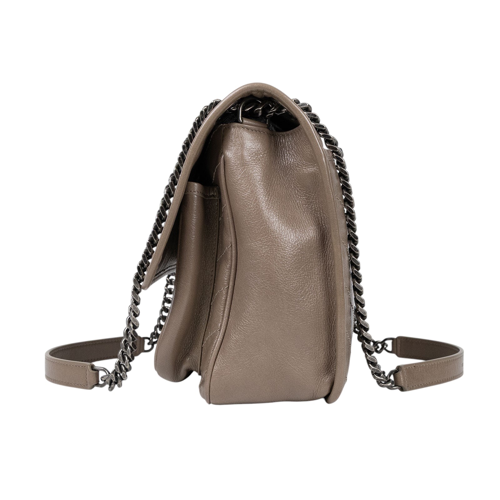 聖羅蘭 YSL SAINT LAURENT Niki 復古皮革 中型手袋 6331580EN04 奶茶色NIKI中號 防塵袋