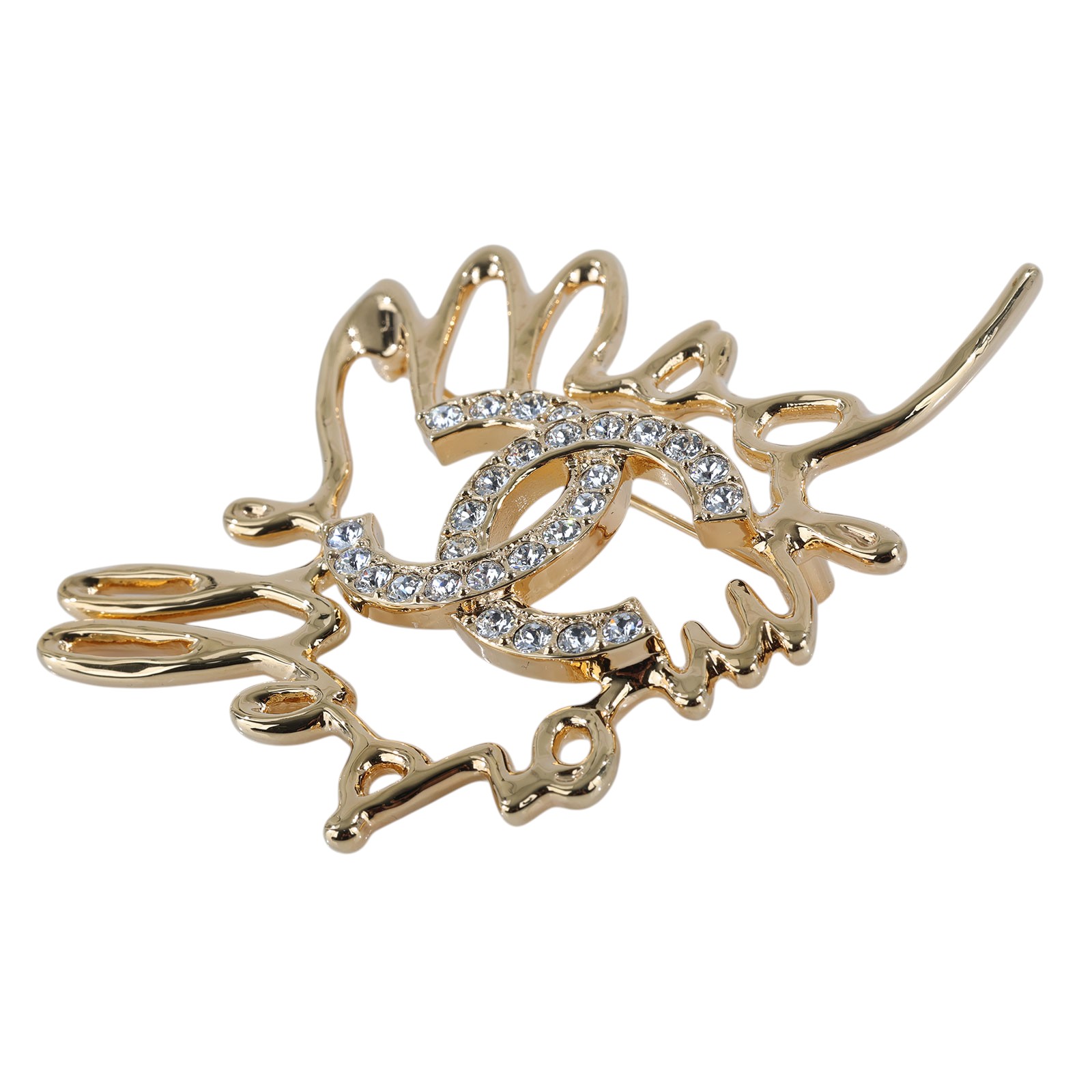 香奈兒 CHANEL 胸針 飾品 ABD431I24/S 水鑽LOGO金框胸針 原廠盒子