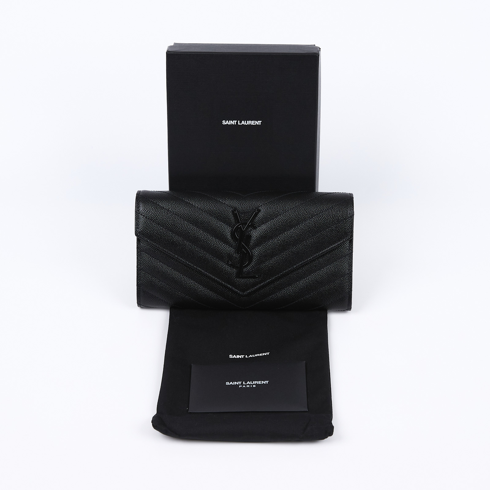 聖羅蘭 YSL SAINT LAURENT Cassandre Matelassé 粒面壓紋皮革 大型 翻蓋錢包 長夾 372264BOW08  原廠盒子/防塵袋