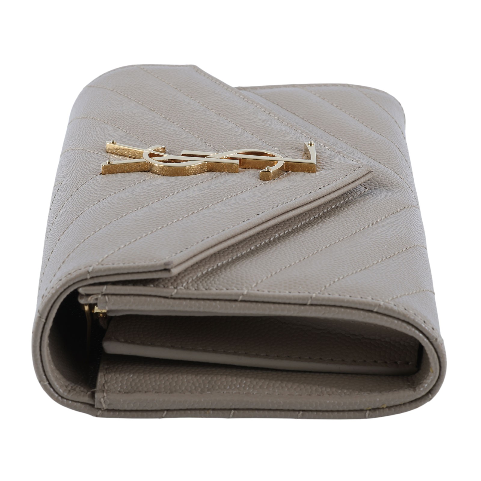 聖羅蘭 YSL SAINT LAURENT Cassandre Matelassé 粒面壓紋皮革 大型 翻蓋錢包 長夾 金色五金 372264BOW01  原廠盒子/防塵袋