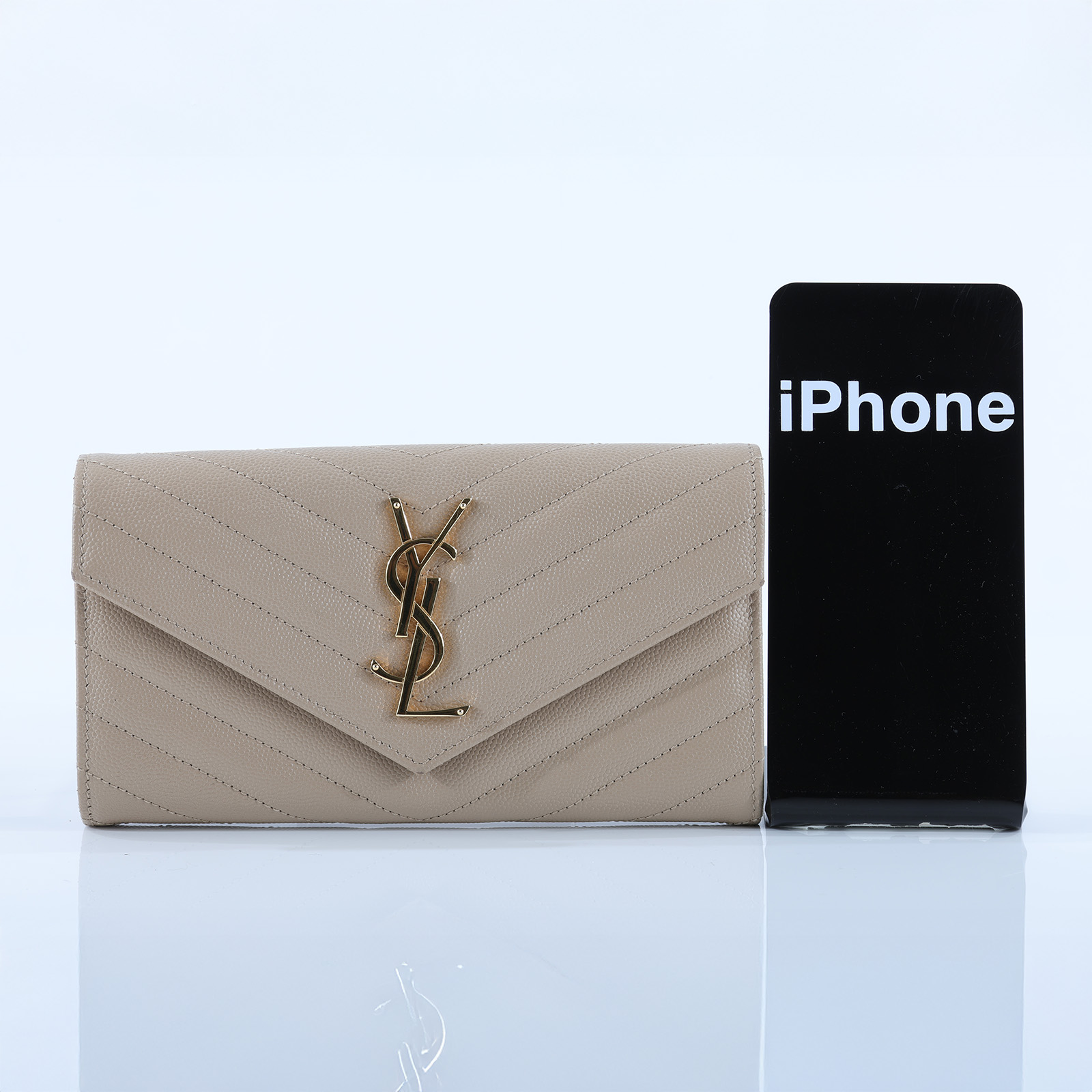 聖羅蘭 YSL SAINT LAURENT Cassandre Matelassé 粒面壓紋皮革 大型 翻蓋錢包 長夾 金色五金 372264BOW01  原廠盒子/防塵袋