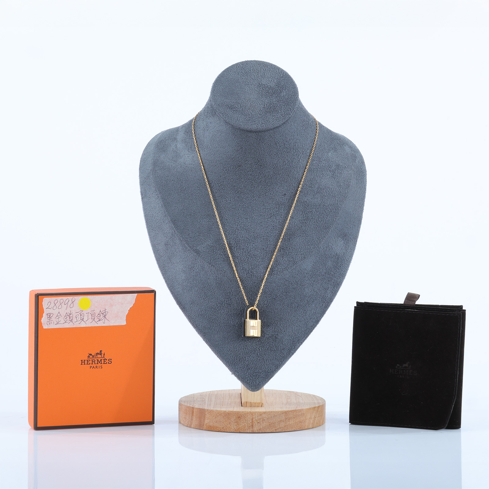 愛馬仕 Hermes 項鍊  D刻 黑金鎖頭項鍊 原廠盒子