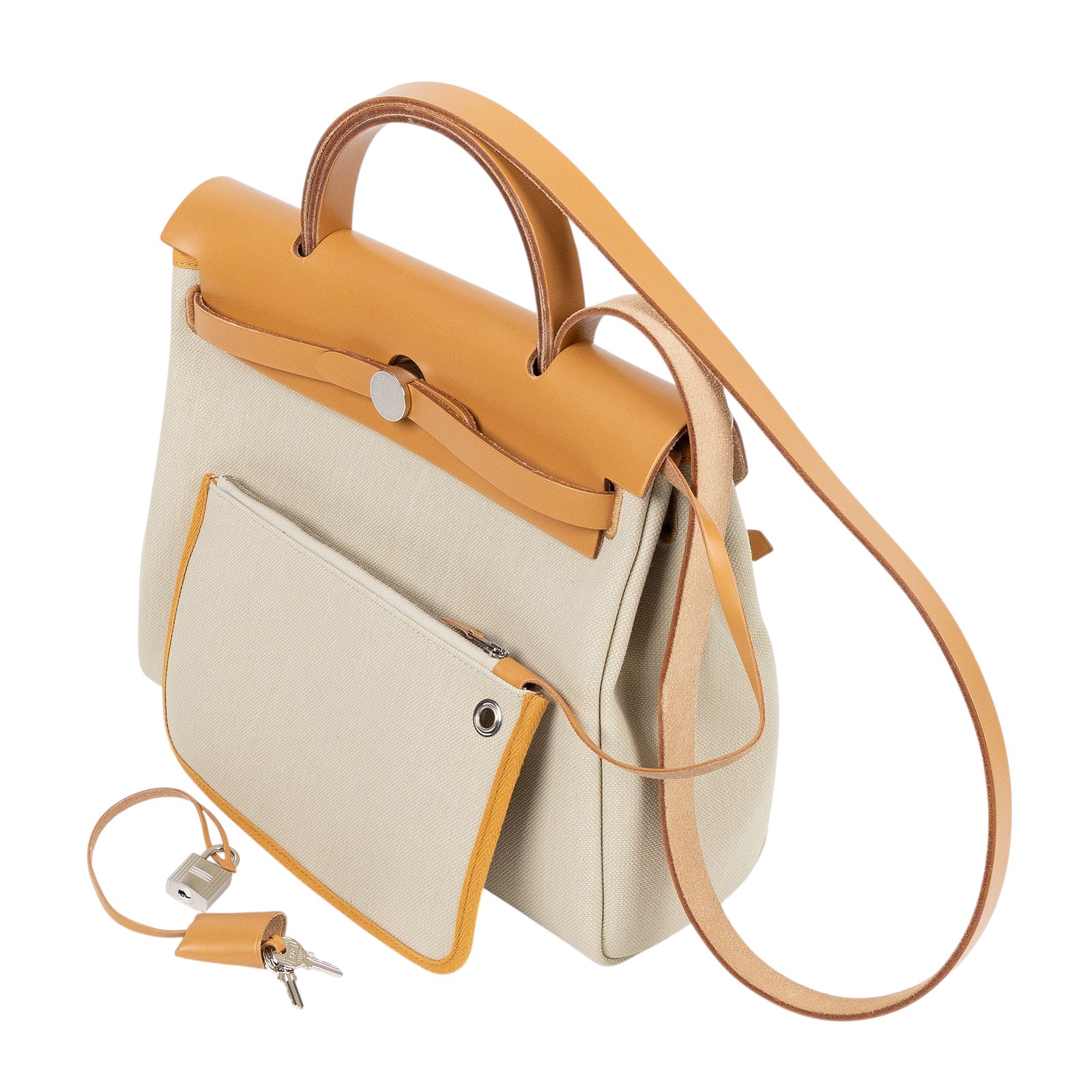 愛馬仕 Hermes Herbag Zip 20 銀色五金 灰白 淺沙色 H078971CKAG  原廠盒子/防塵袋/購買證明/鎖組