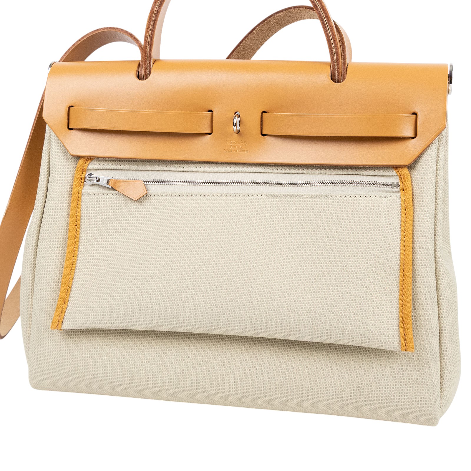 愛馬仕 Hermes Herbag Zip 20 銀色五金 灰白 淺沙色 H078971CKAG  原廠盒子/防塵袋/購買證明/鎖組