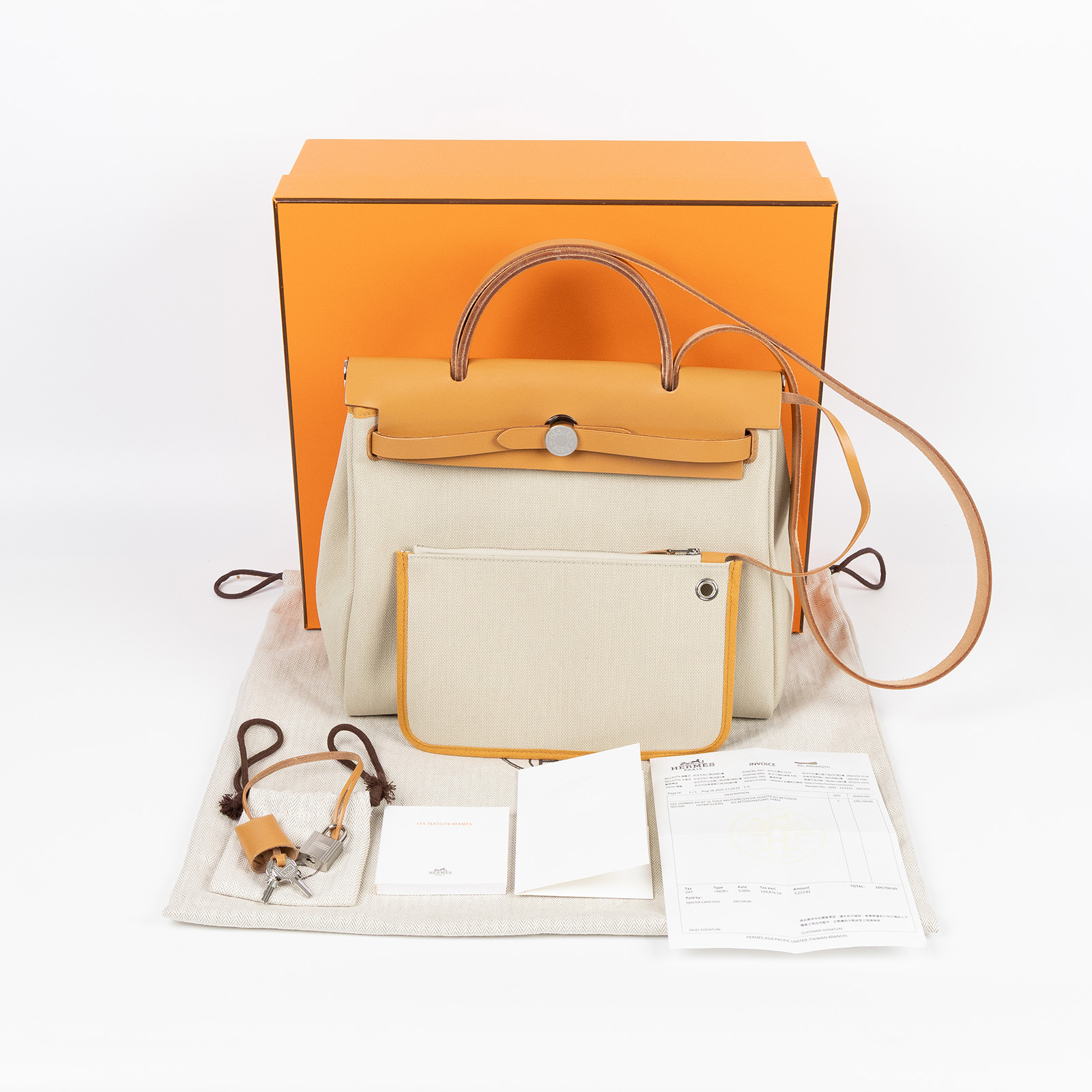 愛馬仕 Hermes Herbag Zip 20 銀色五金 灰白 淺沙色 H078971CKAG  原廠盒子/防塵袋/購買證明/鎖組