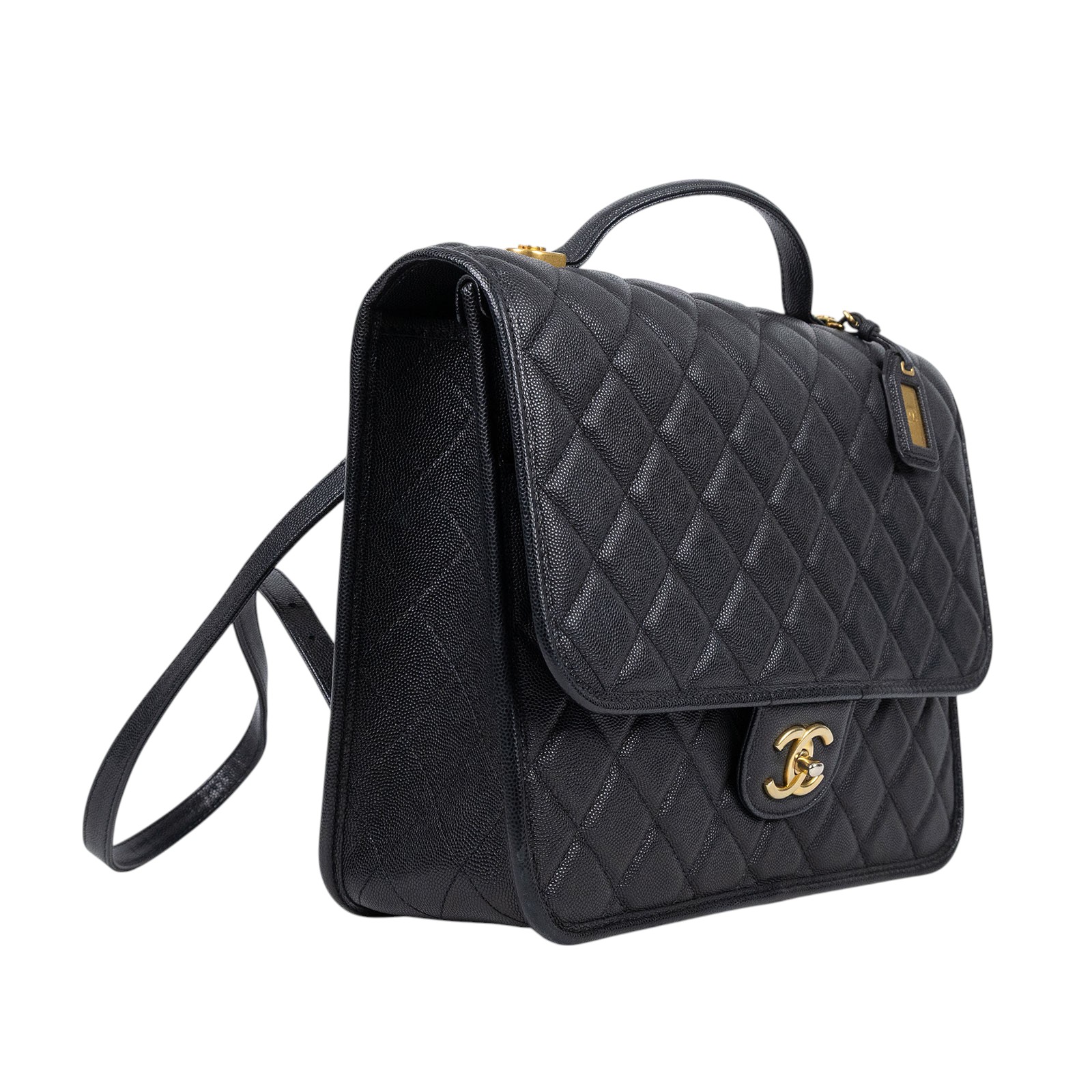 香奈兒 CHANEL 菱格紋 後背包 大型 AS3662 晶片款 黑荔枝皮大書包 原廠盒子/防塵袋