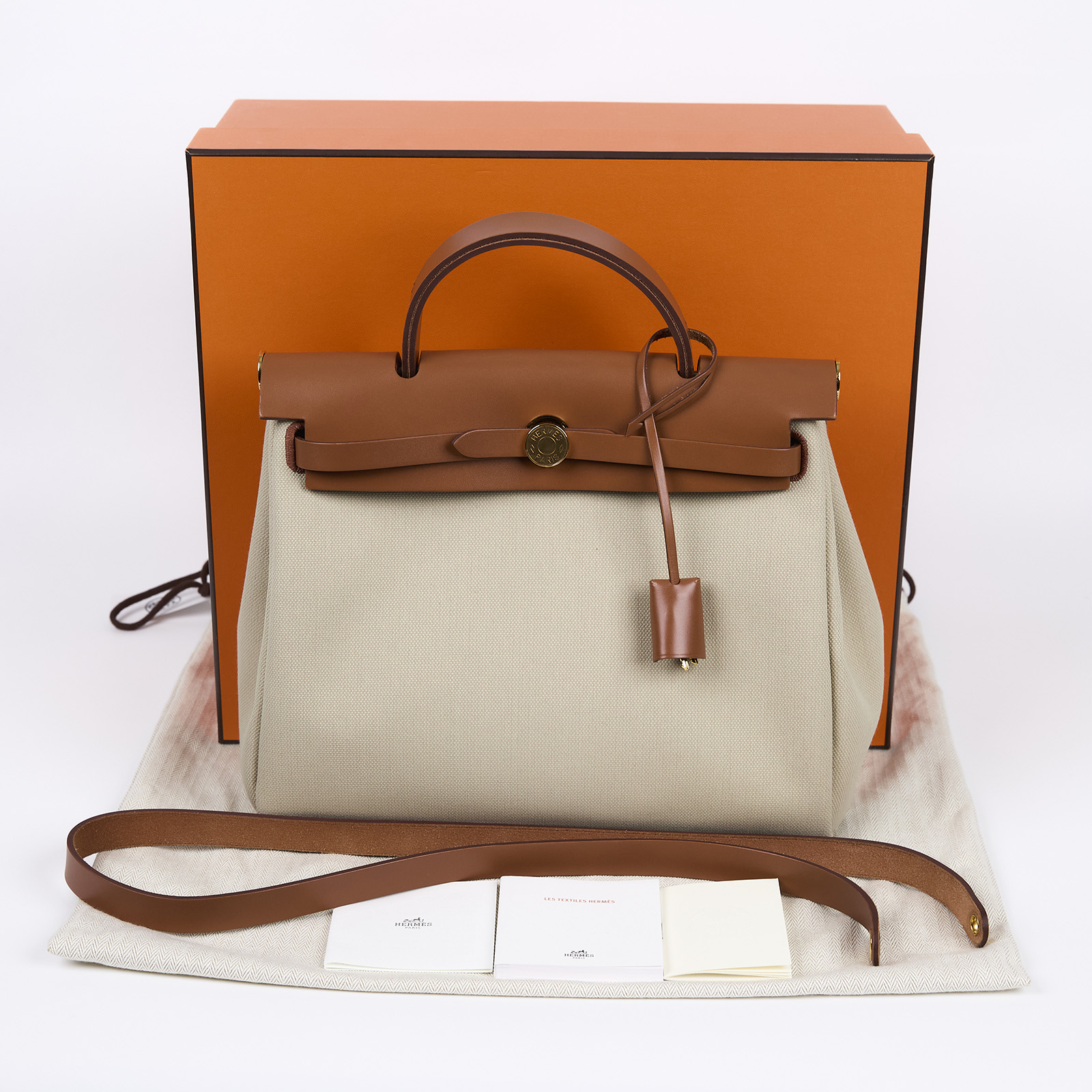 愛馬仕 Hermes Herbag Zip 31 HER31 B刻 金棕拼米白帆布HERBAG31 原廠盒子/防塵袋/鎖組