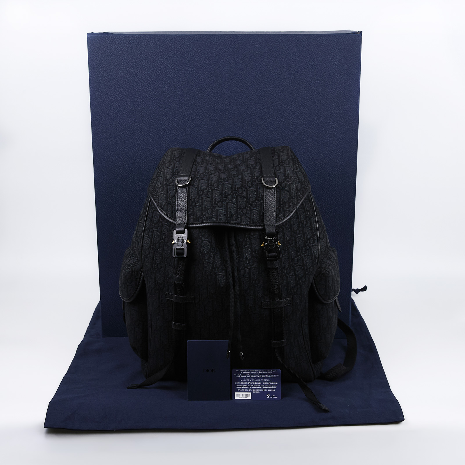 迪奧 CHRISTIAN DIOR Backpack 後背包 1ESBA205YKY 黑緹花Hit the Road後背包 原廠盒子/防塵袋/保證卡
