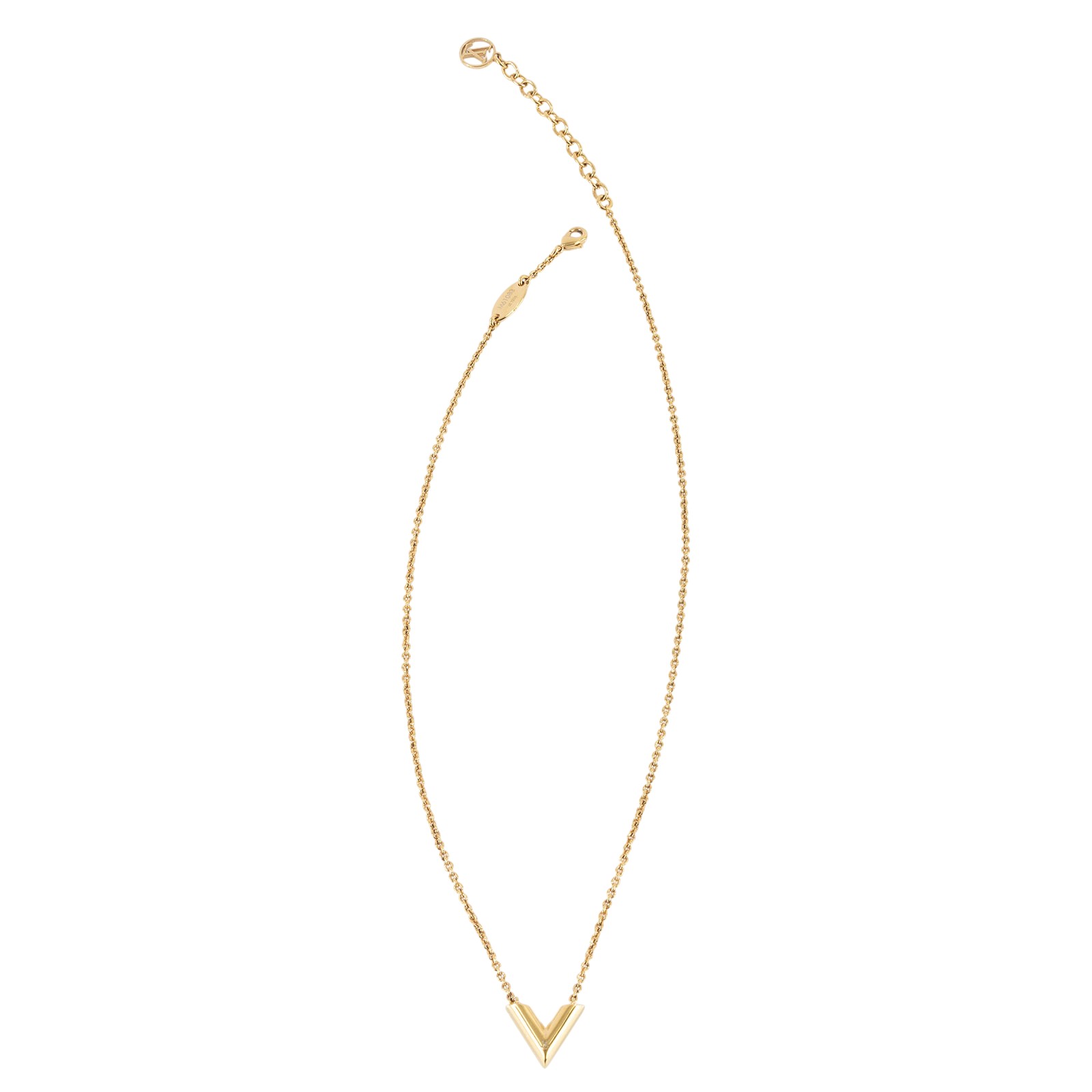 路易威登 LOUIS VUITTON Essential V 項鏈 金屬色 M61083 金色V字項鍊 原廠盒子/防塵袋