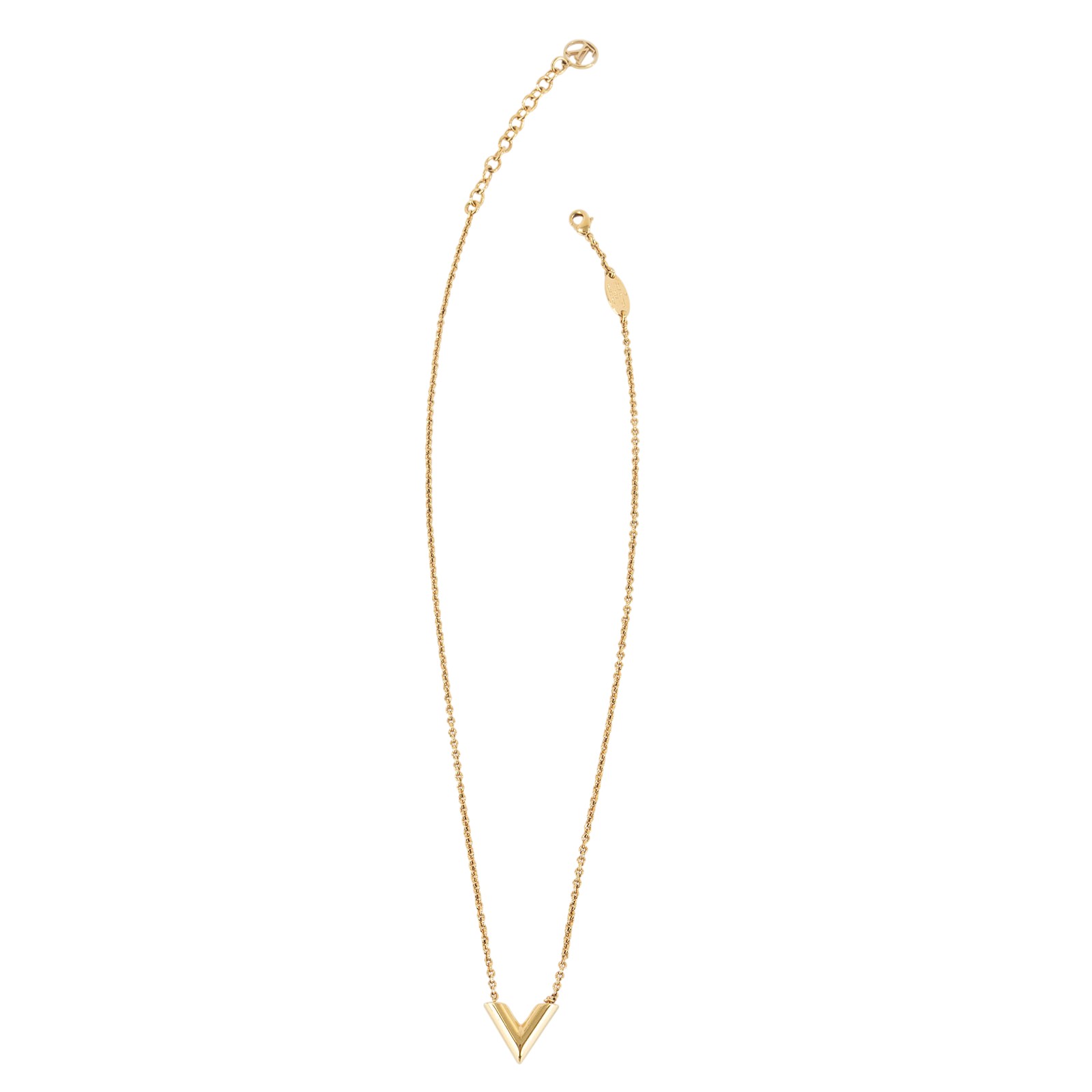 路易威登 LOUIS VUITTON Essential V 項鏈 金屬色 M61083 金色V字項鍊 原廠盒子/防塵袋