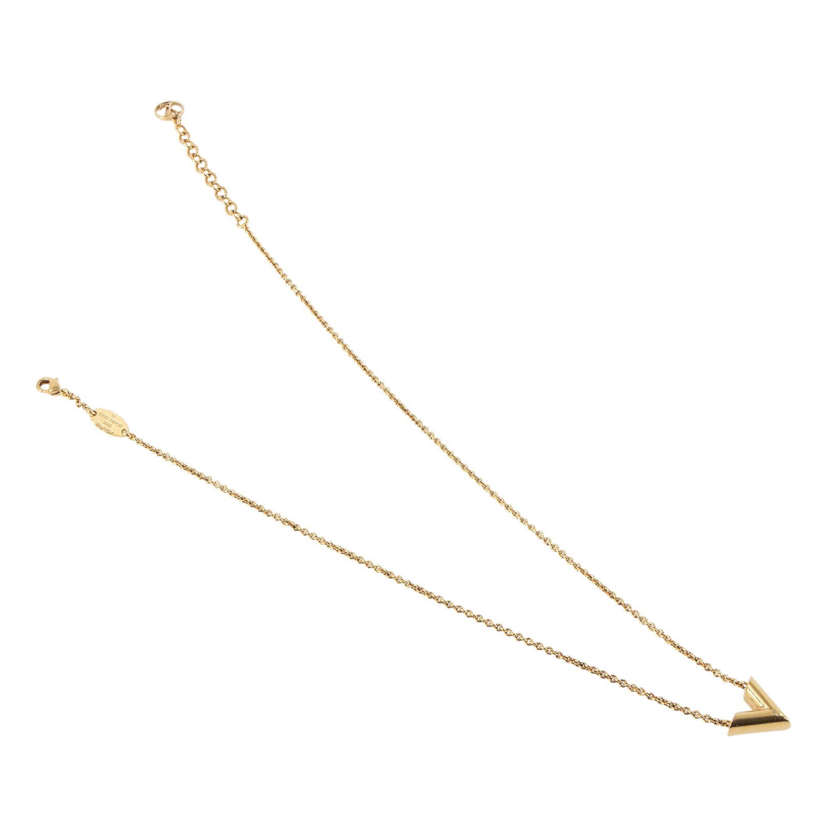 路易威登 LOUIS VUITTON Essential V 項鏈 金屬色 M61083 金色V字項鍊 原廠盒子/防塵袋