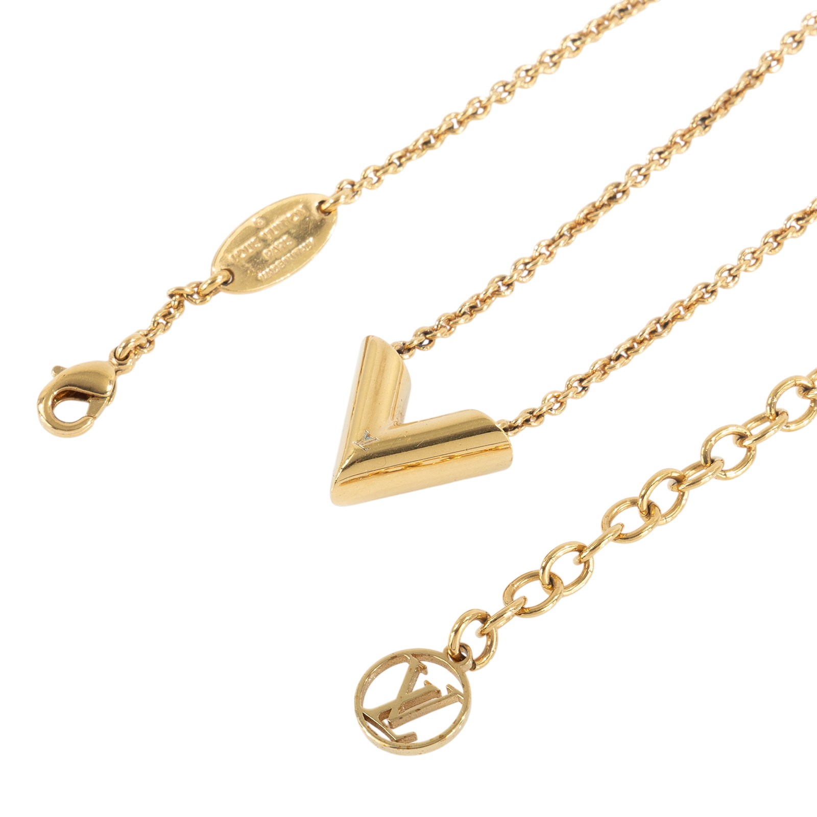 路易威登 LOUIS VUITTON Essential V 項鏈 金屬色 M61083 金色V字項鍊 原廠盒子/防塵袋