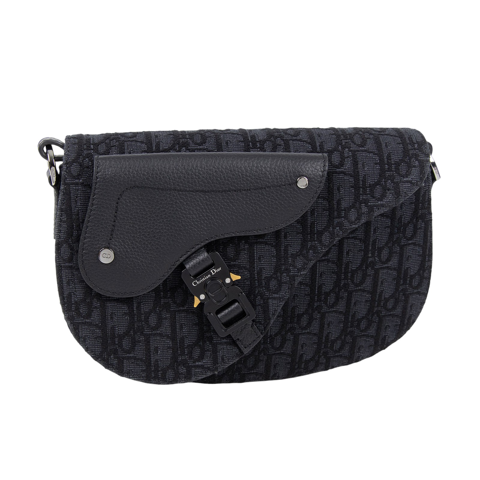 迪奧 CHRISTIAN DIOR Saddle 郵差包 1ADPO325YKY 黑Saddle郵差包 原廠盒子/購買證明