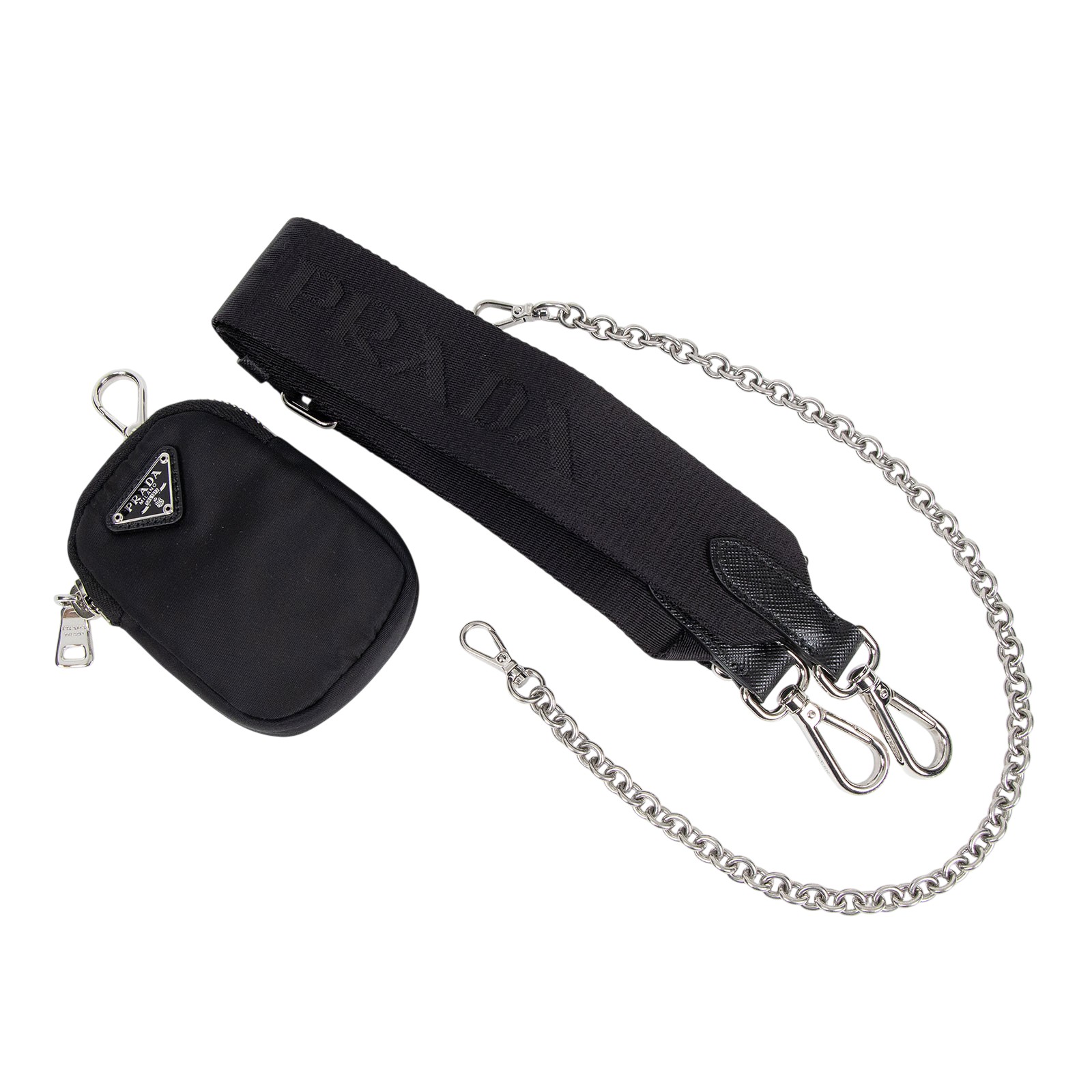 普拉達 PRADA Re-Edition 2005 Re-Nylon 手袋 1BH204_R064 黑銀三合一尼龍肩背包 防塵袋/保證卡/背帶/內袋