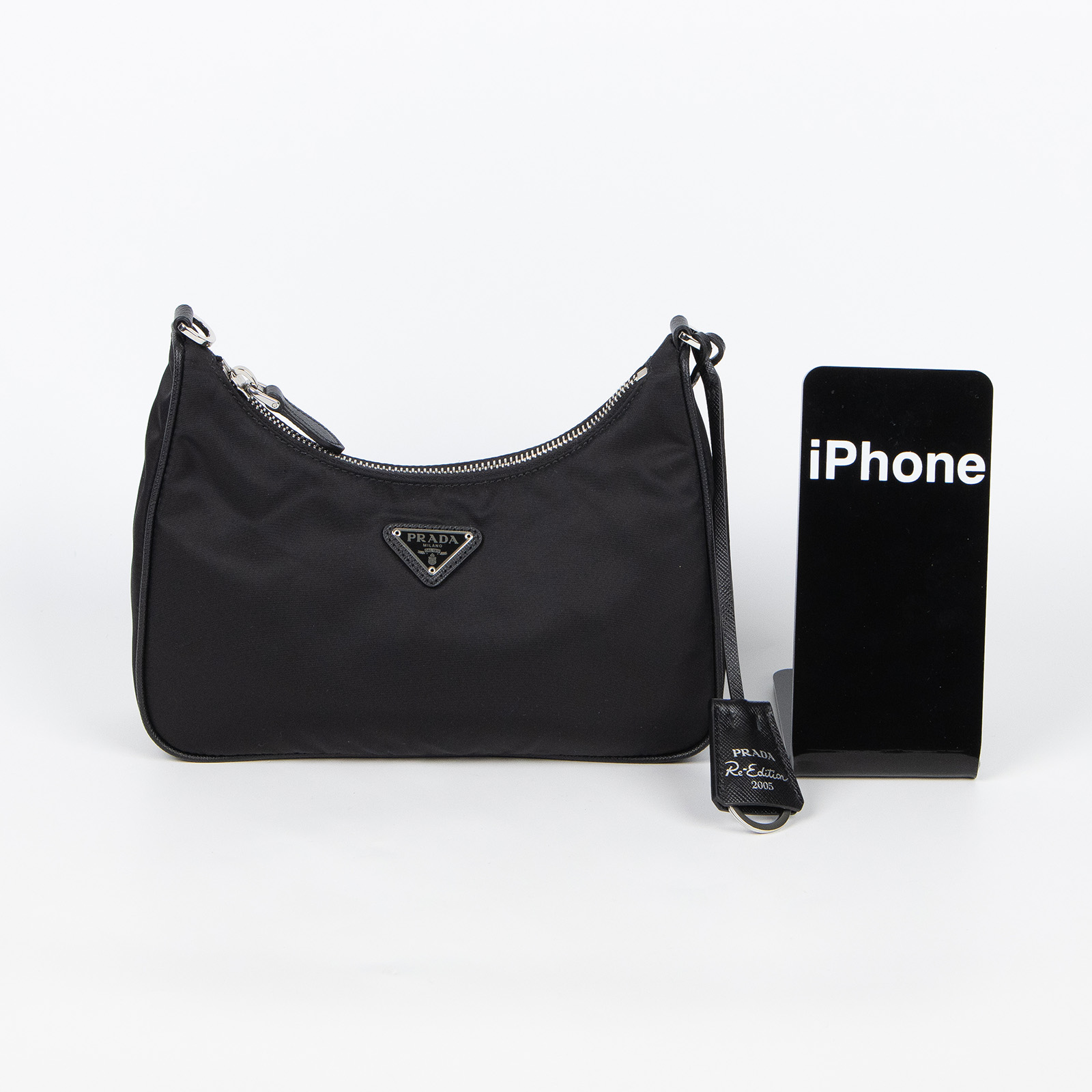 普拉達 PRADA Re-Edition 2005 Re-Nylon 手袋 1BH204_R064 黑銀三合一尼龍肩背包 防塵袋/保證卡/背帶/內袋