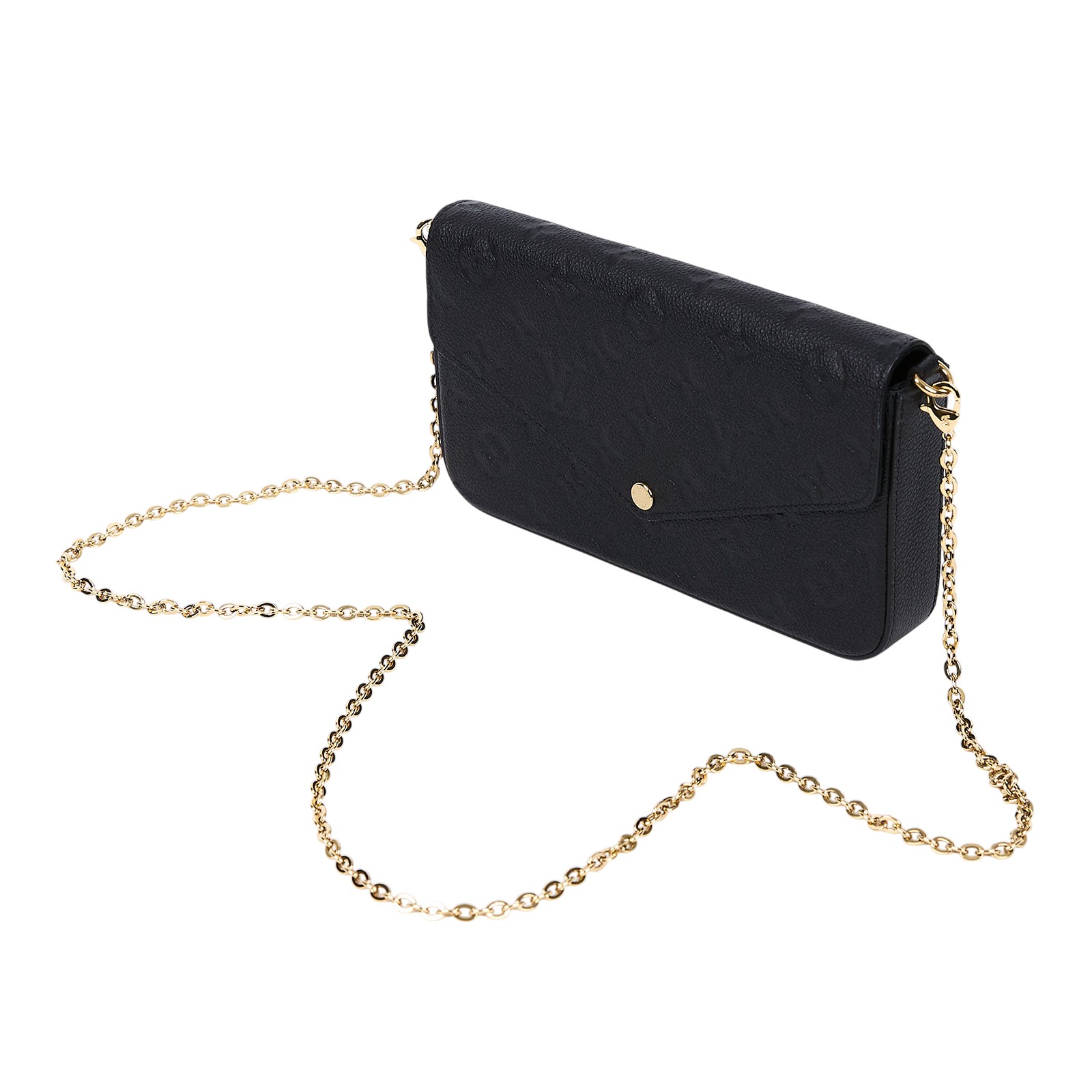 路易威登 LOUIS VUITTON Félicie Pochette 經典壓花皮格 WOC 翻蓋 斜背 鍊帶 肩背包 黑色 M82477 晶片款  防塵袋/原廠盒子/鍊子/內袋