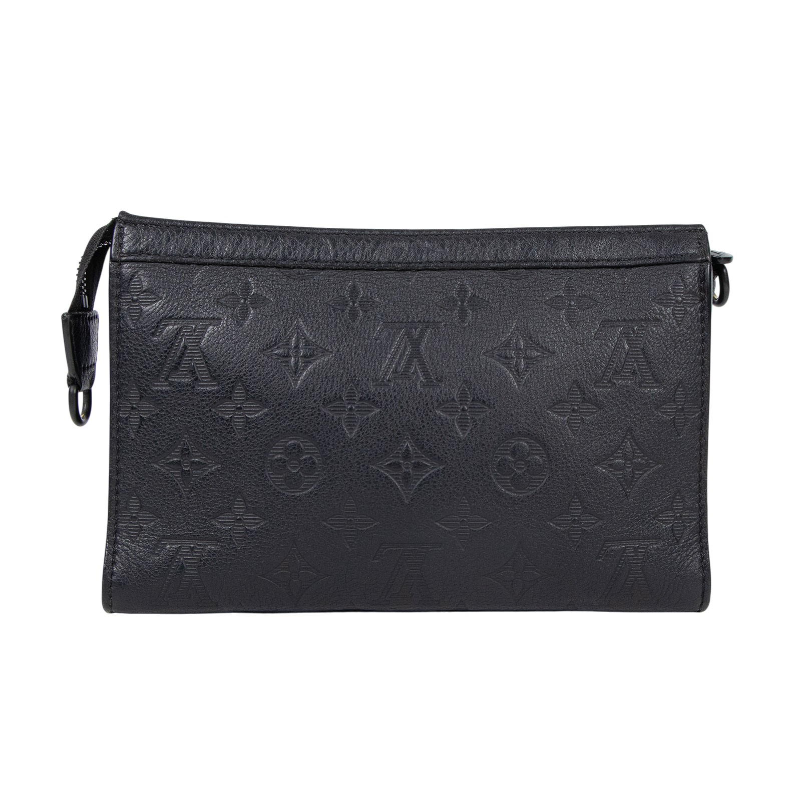 路易威登 LOUIS VUITTON Gaston 隨身錢包 牛皮 黑色 M81115 晶片款 黑Gaston隨身錢包 內袋 /背帶