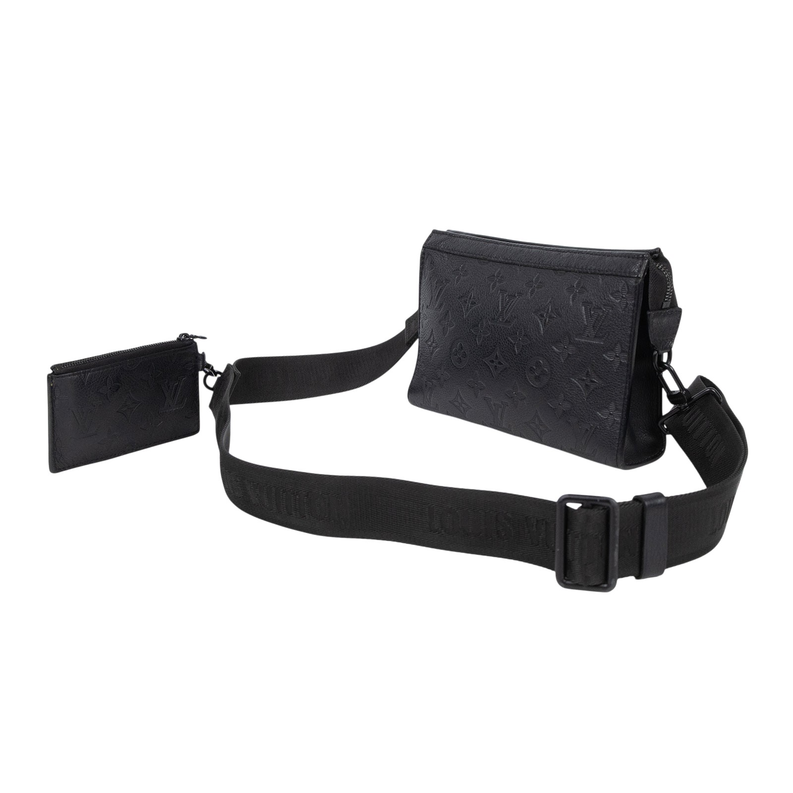 路易威登 LOUIS VUITTON Gaston 隨身錢包 牛皮 黑色 M81115 晶片款 黑Gaston隨身錢包 內袋 /背帶