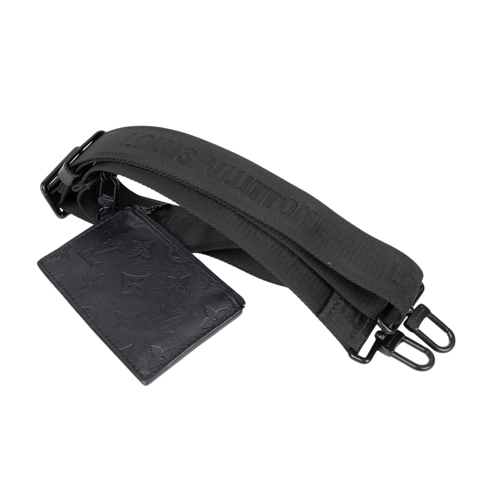 路易威登 LOUIS VUITTON Gaston 隨身錢包 牛皮 黑色 M81115 晶片款 黑Gaston隨身錢包 內袋 /背帶