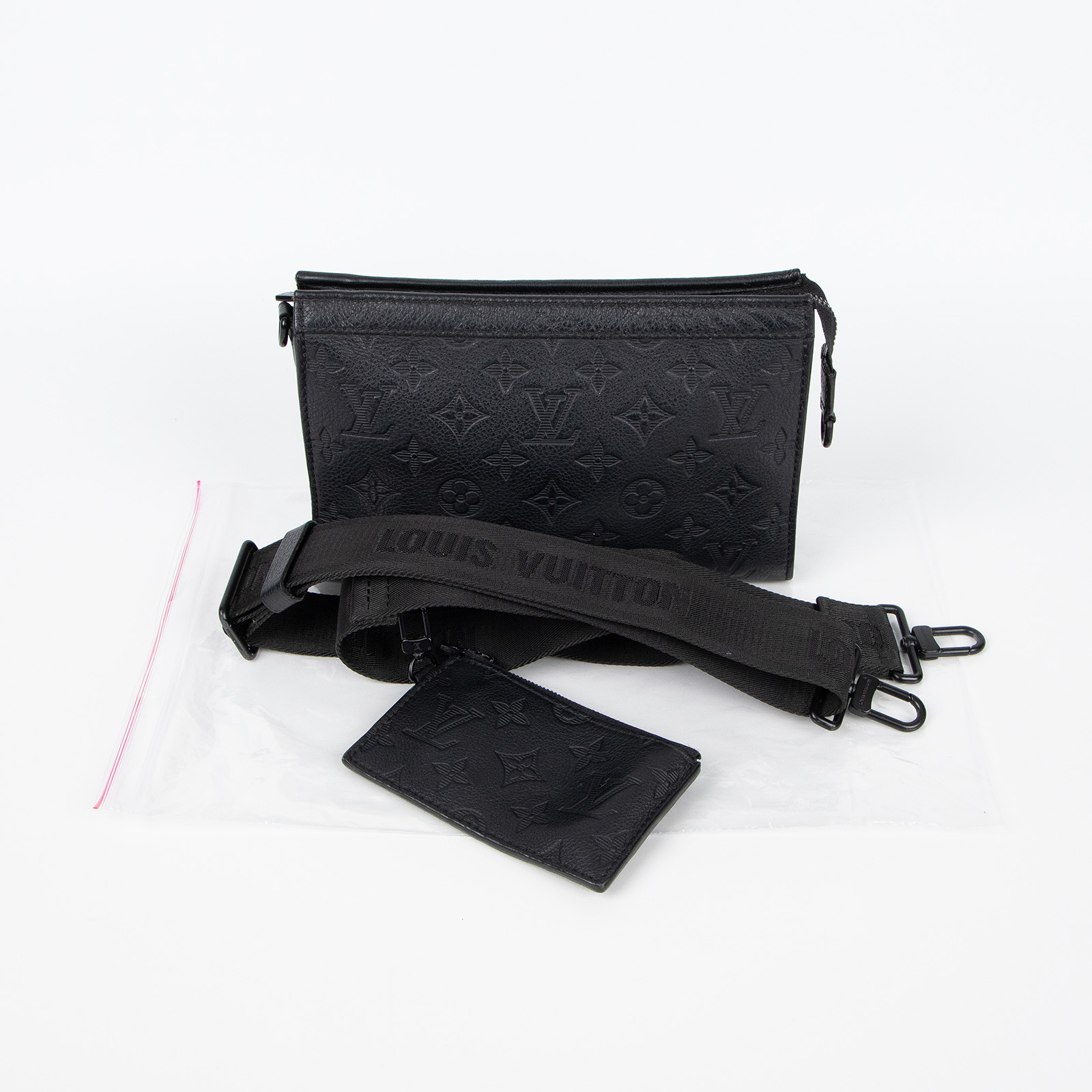 路易威登 LOUIS VUITTON Gaston 隨身錢包 牛皮 黑色 M81115 晶片款 黑Gaston隨身錢包 內袋 /背帶