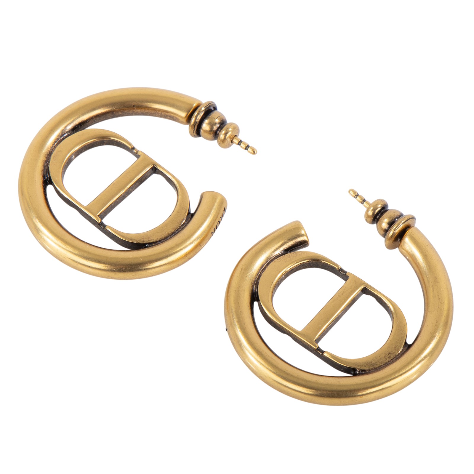 迪奧 CHRISTIAN DIOR 30 Montaigne 耳釘 E2050WOMMT 金圓圈耳環 原廠盒子/防塵袋