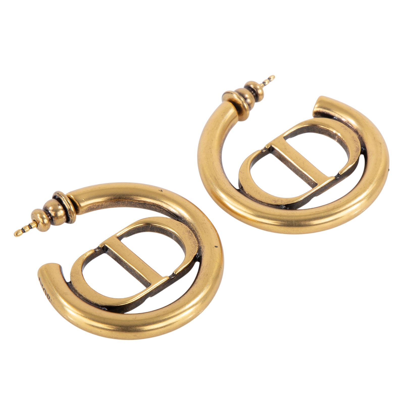 迪奧 CHRISTIAN DIOR 30 Montaigne 耳釘 E2050WOMMT 金圓圈耳環 原廠盒子/防塵袋